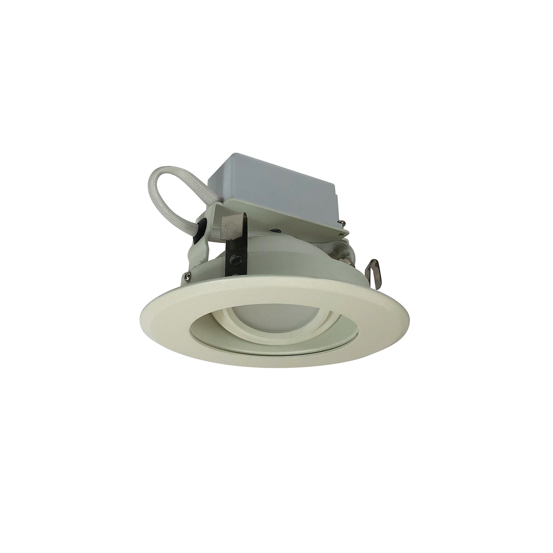 Nora Lighting NLCBC-46930XMPWLE4EM — 4" Cobalt Adjustable LED Retrofit, 1000lm / 12W, 3000K, Matte Powder White Reflector / Matte Powder White Flange, 120V-277V input; Triac / ELV / 0-10V dimming, Pre-Wired for Eme…