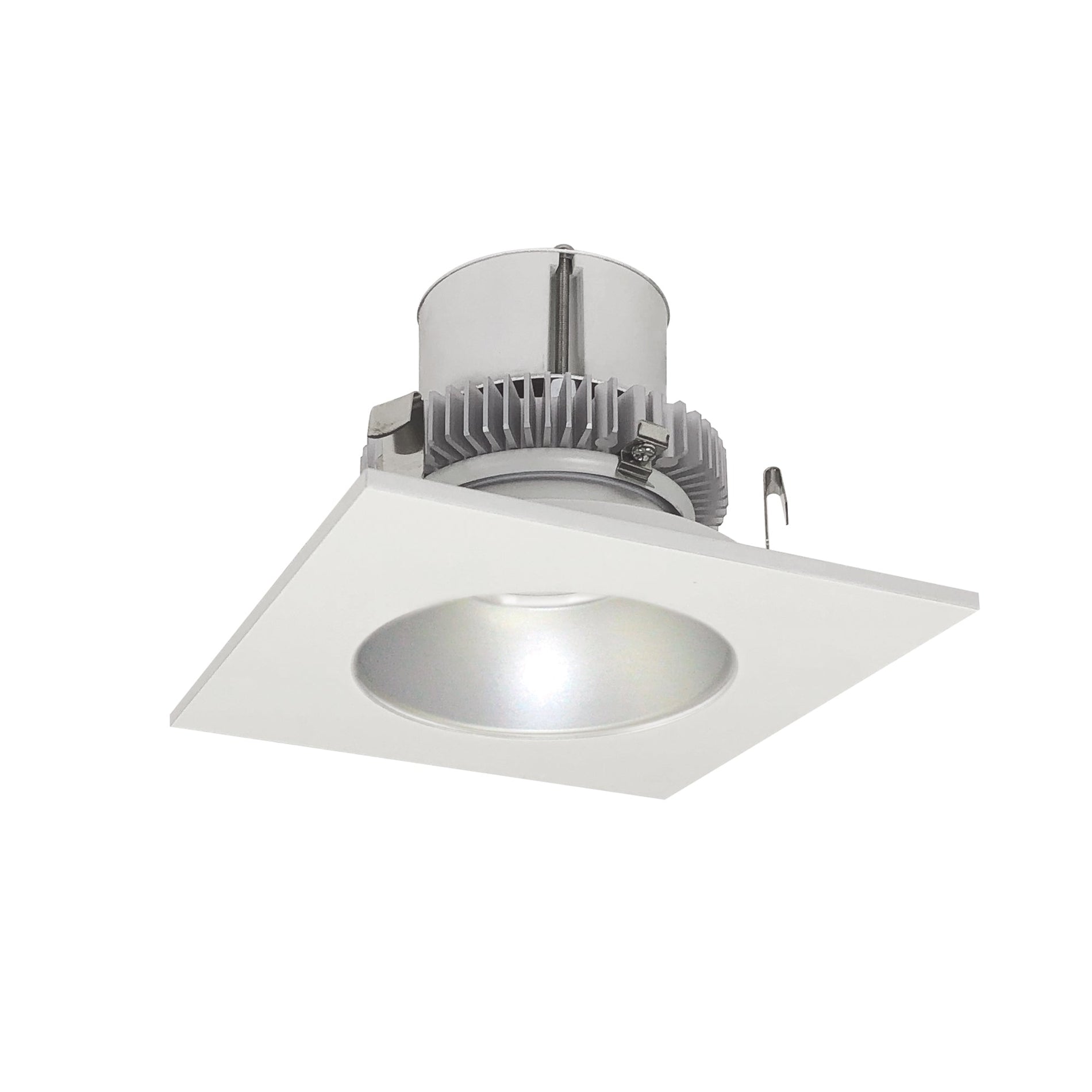 Nora NLCBC2-45327HZW/ALE4 4 inch Cobalt Click Square Retrofit Reflector with Round Aperture, 750lm / 10W, 2700K, Haze Reflector / White Flange, 120-277V input; Phase or 0-10V dimming