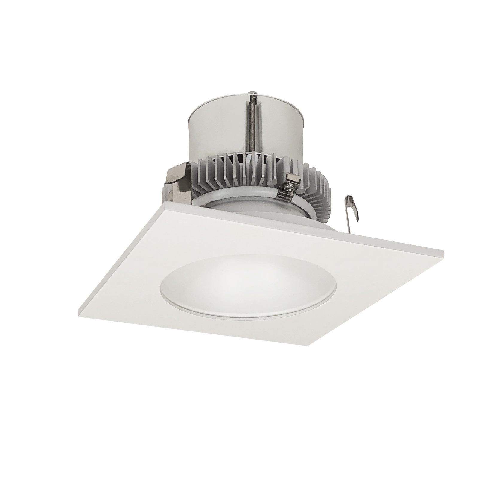 Nora NLCBC2-453CDMPW/A 4 inch Cobalt Click Square Retrofit Reflector with Round Aperture, 900lm / 12W, Comfort Dim, Matte Powder White Reflector / Matte Powder White Flange