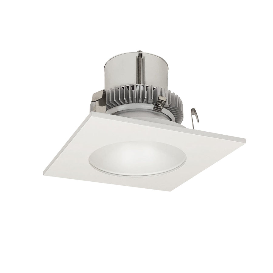 Nora NLCBC2-453CDMPW/A 4 inch Cobalt Click Square Retrofit Reflector with Round Aperture, 900lm / 12W, Comfort Dim, Matte Powder White Reflector / Matte Powder White Flange