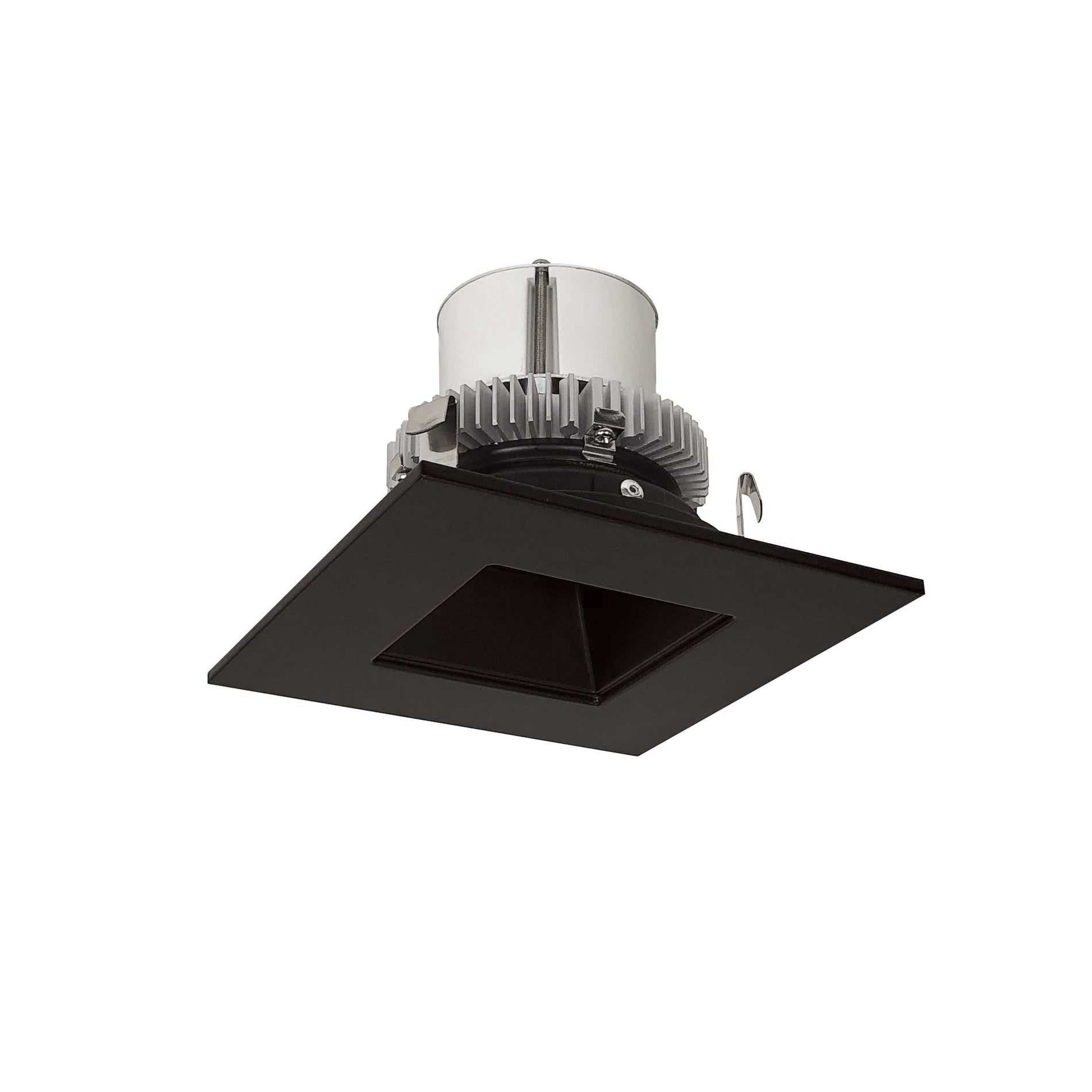 Nora NLCBC2-45635BB/10LE4EM 4 inch Cobalt Click Square Retrofit Reflector with Square Aperture, 1000lm / 12W, 3500K, Black Reflector / Black Flange, 120-277V input; Phase or 0-10V dimming, Pre-Wired for Emergency