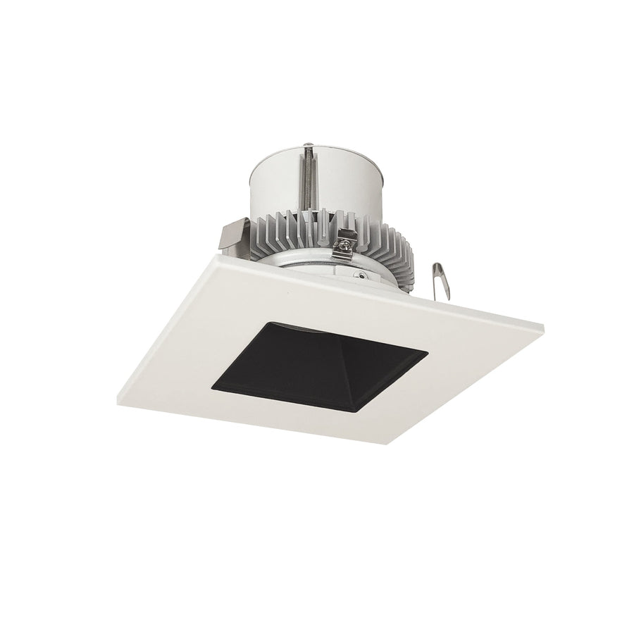 Nora NLCBC2-45640BW/10LE4 4 inch Cobalt Click Square Retrofit Reflector with Square Aperture, 1000lm / 12W, 4000K, Black Reflector / White Flange, 120-277V input; Phase or 0-10V dimming