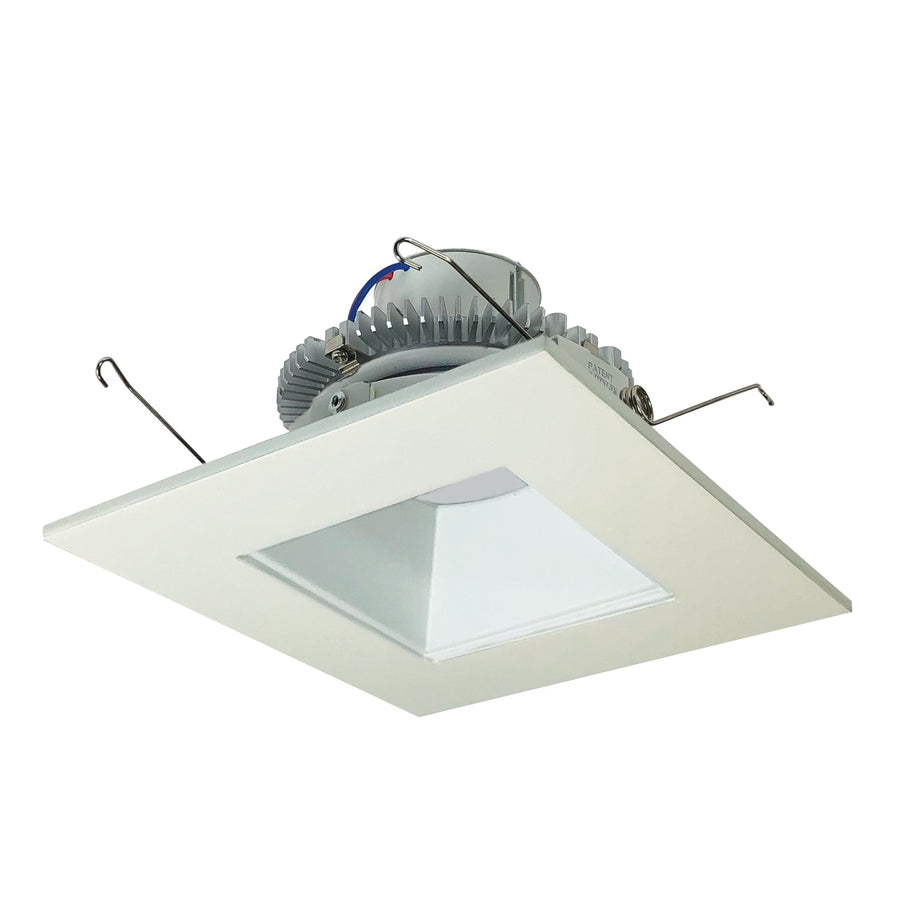Nora NLCBC2-65640MPW/A 6 inch Cobalt Click Square Retrofit Reflector with Square Aperture, 750lm / 10W, 4000K, Matte Powder White Reflector / Matte Powder White Flange