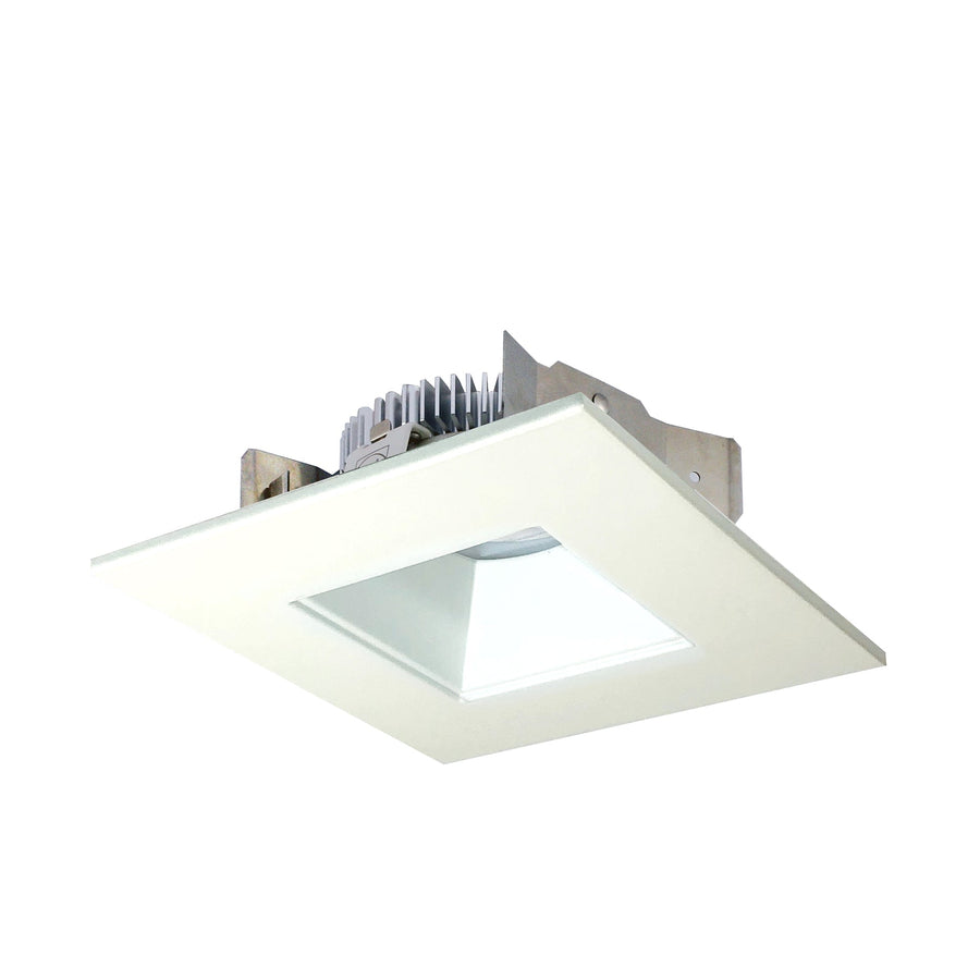 Nora NLCBS-4561230MPW 4 inch Cobalt Shallow High Lumen LED Trim, Square/Square Regress, 1250lm, 3000K, Matte Powder White