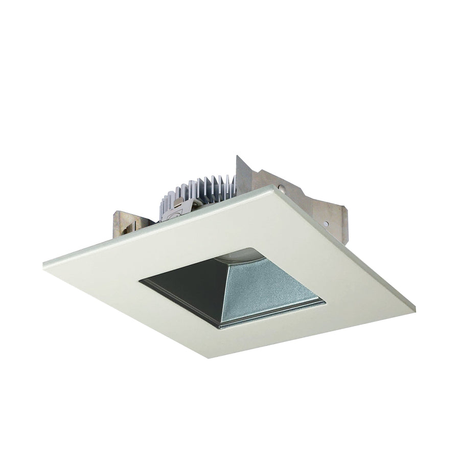 Nora NLCBS-4568535PW 4 inch Cobalt Shallow High Lumen LED Trim, Square/Square Regress, 850lm, 3500K, Pewter/White
