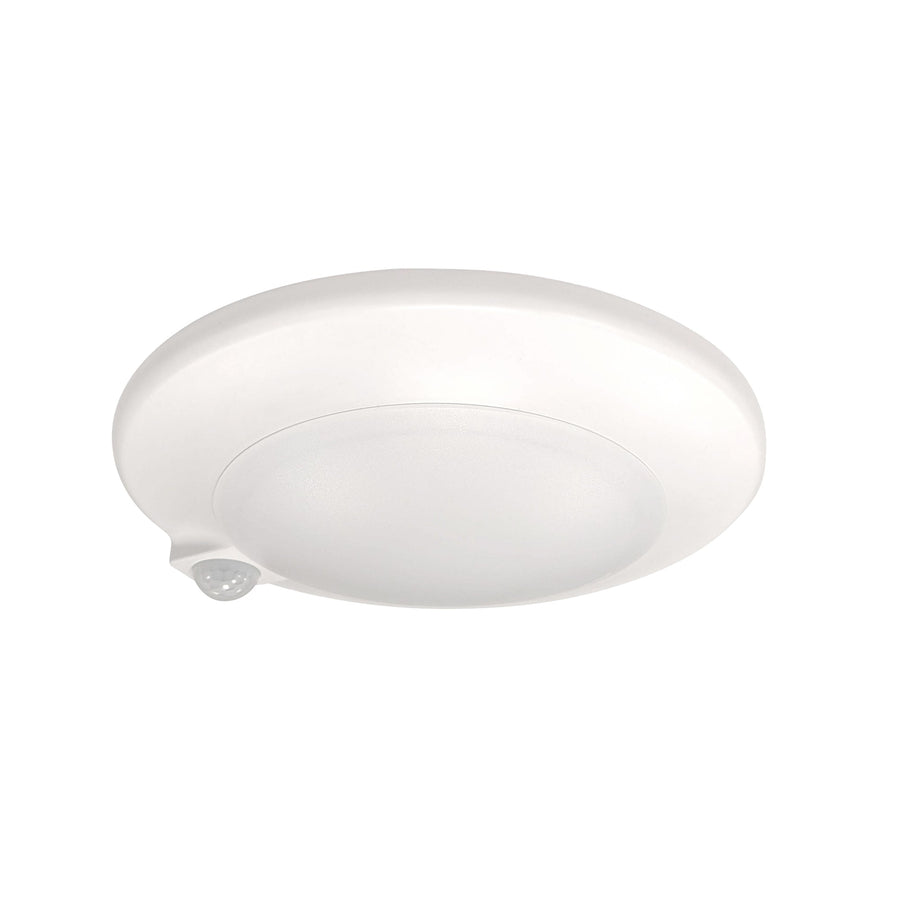 Nora NLOPAC-R7MS40W 7 inch AC Opal LED Surface Mount with PIR Motion Sensor, 1050lm / 15W, 4000K, White Finish