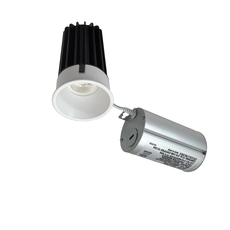 Nora NM2-2RTLDC8527MPW 2 inch M2 Round Trimless LED Downlight, 850lm, 2700K, Matte Powder White finish