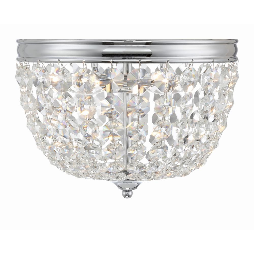 Crystorama NOL-312-CH-CL-MWP Nola 2 Light Flush Mount Fixture, UL Damp Rated, Polished Chrome