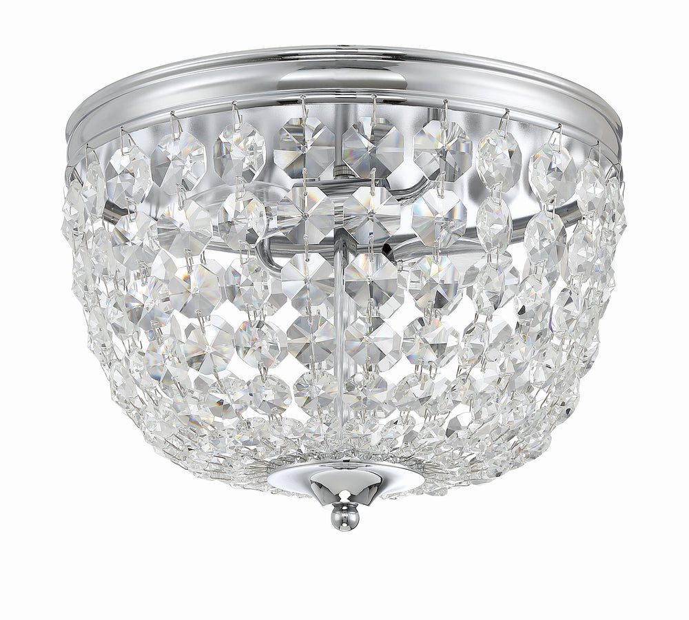Crystorama NOL-312-CH-CL-MWP Nola 2 Light Flush Mount Fixture, UL Damp Rated, Polished Chrome