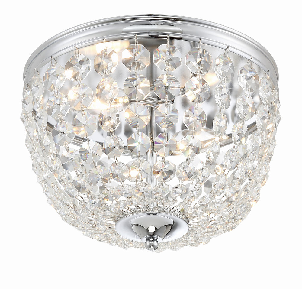 Crystorama NOL-312-CH-CL-MWP Nola 2 Light Flush Mount Fixture, UL Damp Rated, Polished Chrome