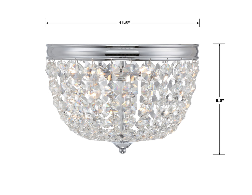 Crystorama NOL-312-CH-CL-MWP Nola 2 Light Flush Mount Fixture, UL Damp Rated, Polished Chrome