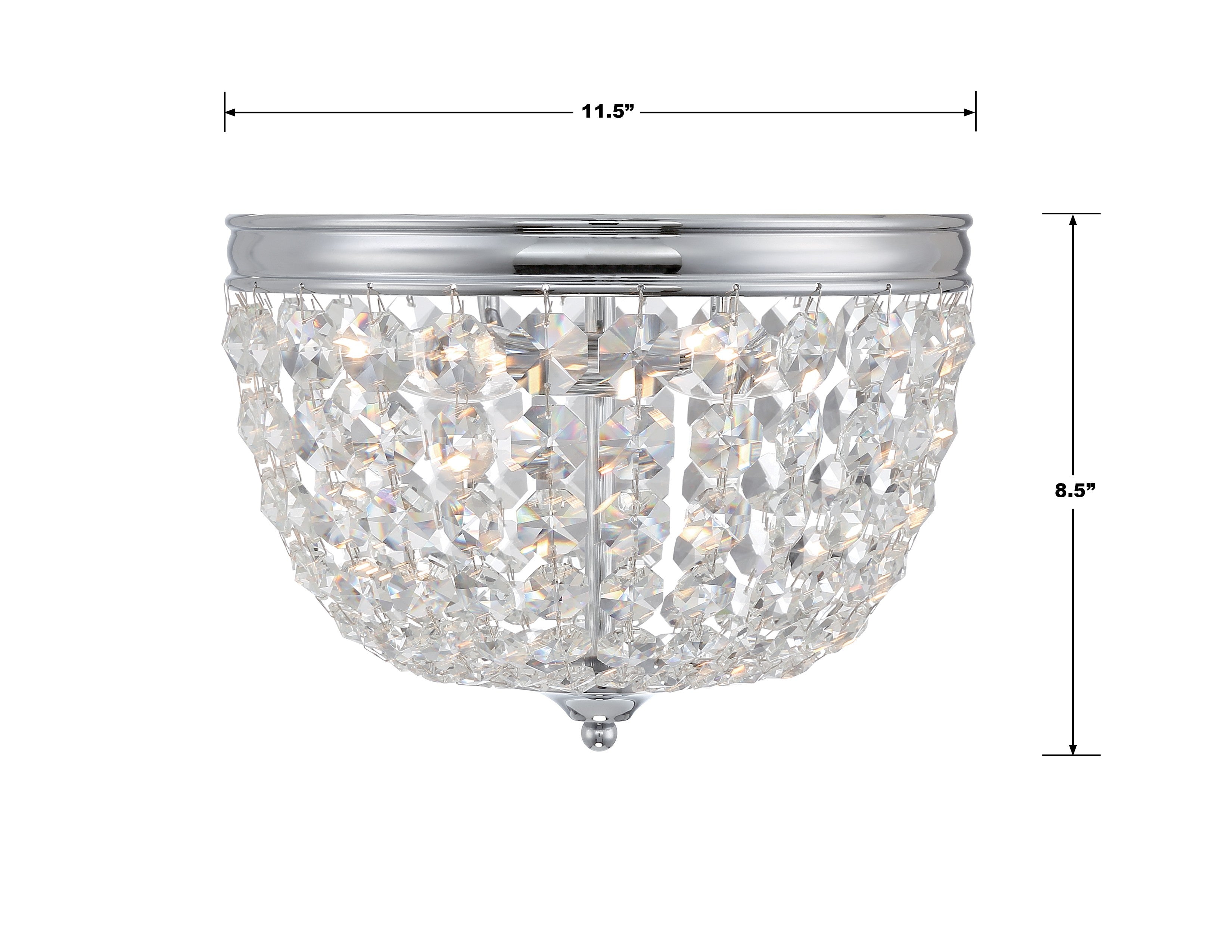 Crystorama Nola NOL-312-CH-CL-MWP – 11.5 Inch – 2 Light – Semi Flush Mount Light – Polished Chrome – Damp Rated
