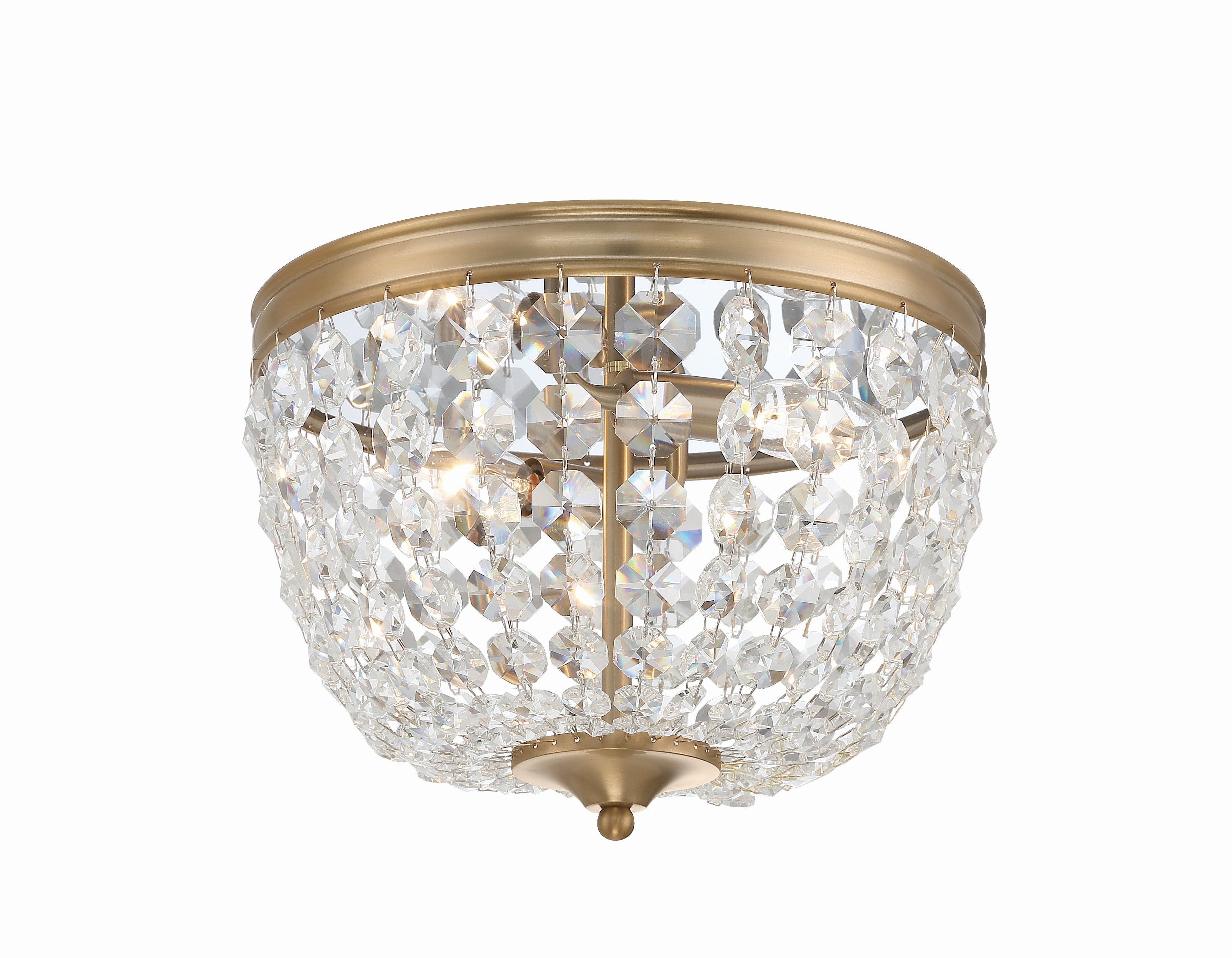 Crystorama Nola NOL-312-VG-CL-MWP – 11.5 Inch – 2 Light – Semi Flush Mount Light – Vibrant Gold – Damp Rated