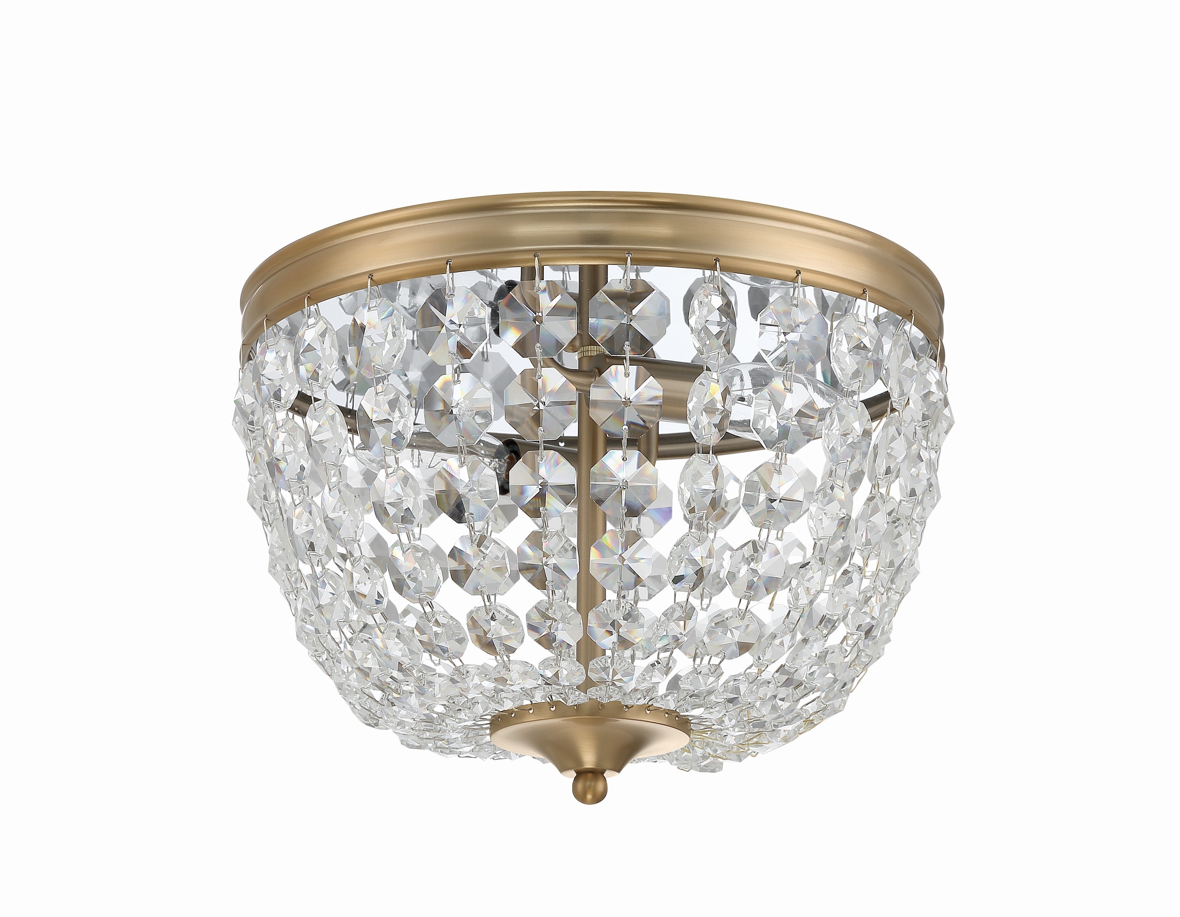 Crystorama Nola NOL-312-VG-CL-MWP – 11.5 Inch – 2 Light – Semi Flush Mount Light – Vibrant Gold – Damp Rated