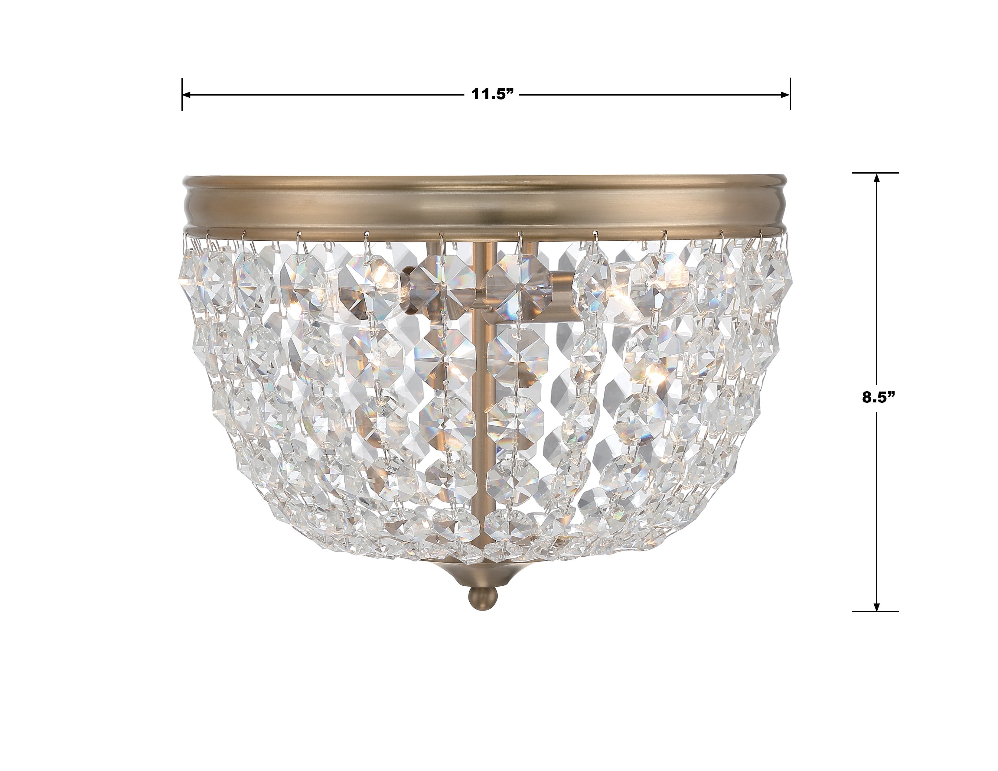 Crystorama Nola NOL-312-VG-CL-MWP – 11.5 Inch – 2 Light – Semi Flush Mount Light – Vibrant Gold – Damp Rated