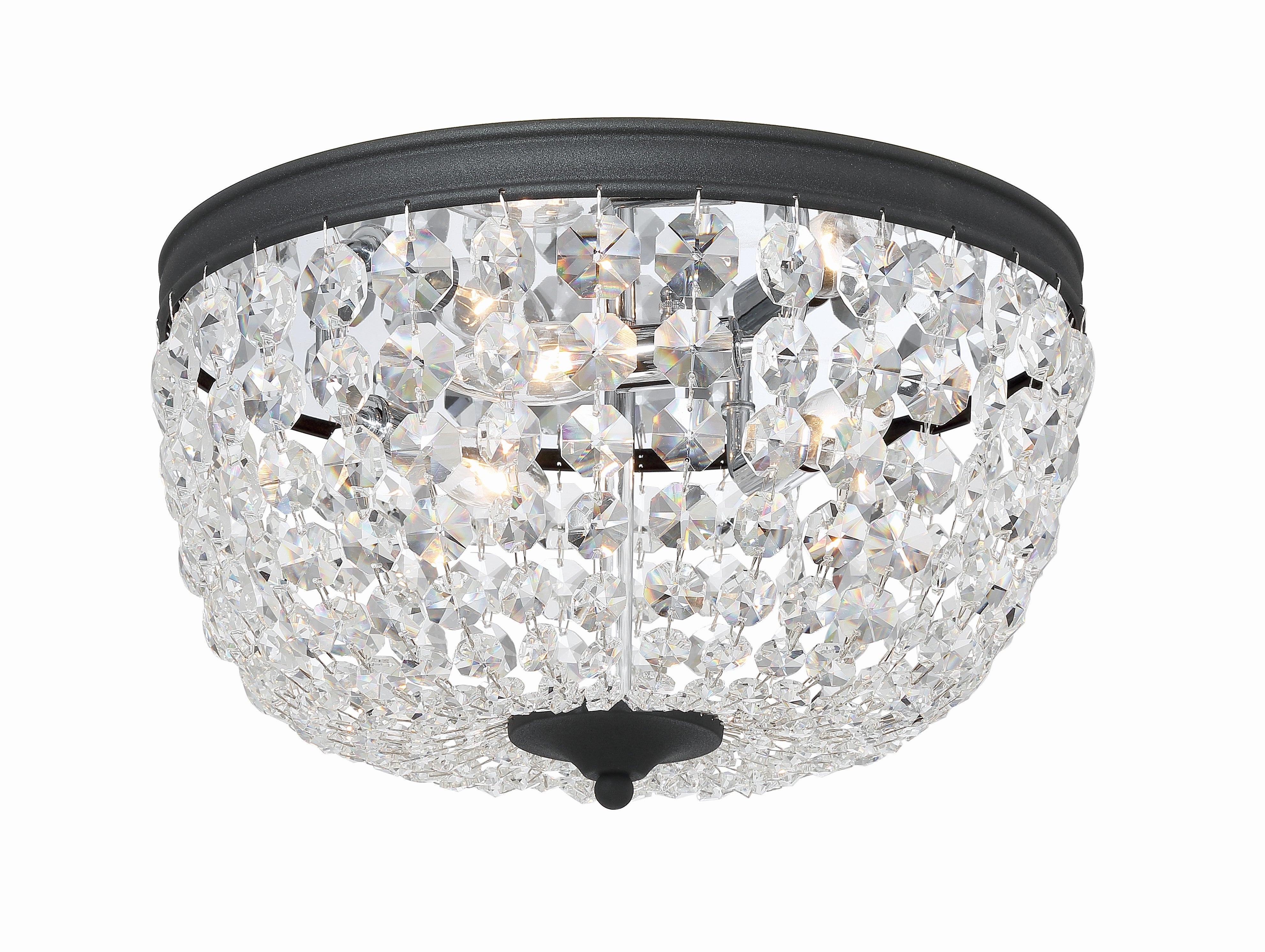 Crystorama Nola NOL-314-BF-CL-MWP – 14.25 Inch – 3 Light – Semi Flush Mount Light – Black Forged – Damp Rated