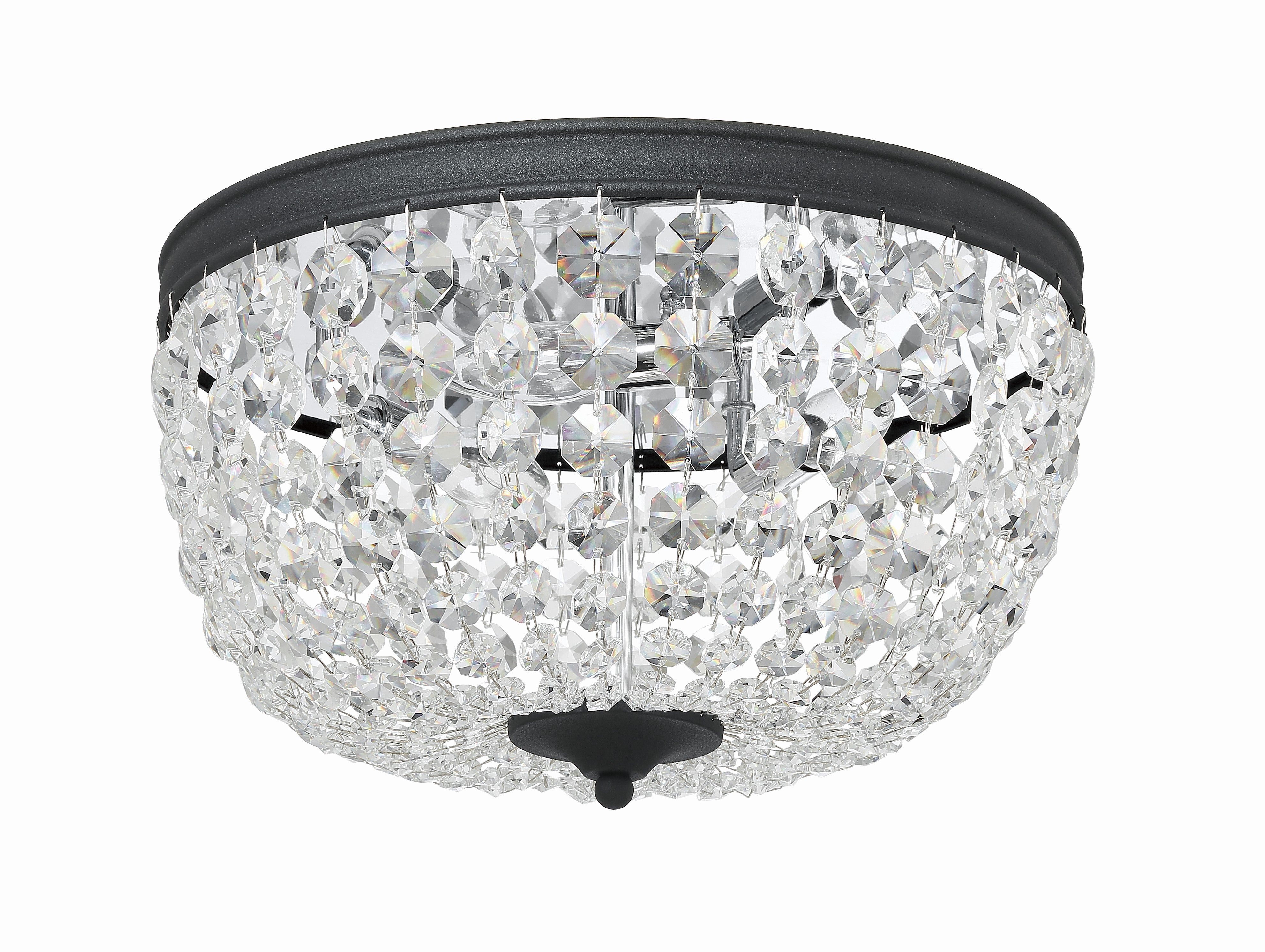 Crystorama Nola NOL-314-BF-CL-MWP – 14.25 Inch – 3 Light – Semi Flush Mount Light – Black Forged – Damp Rated