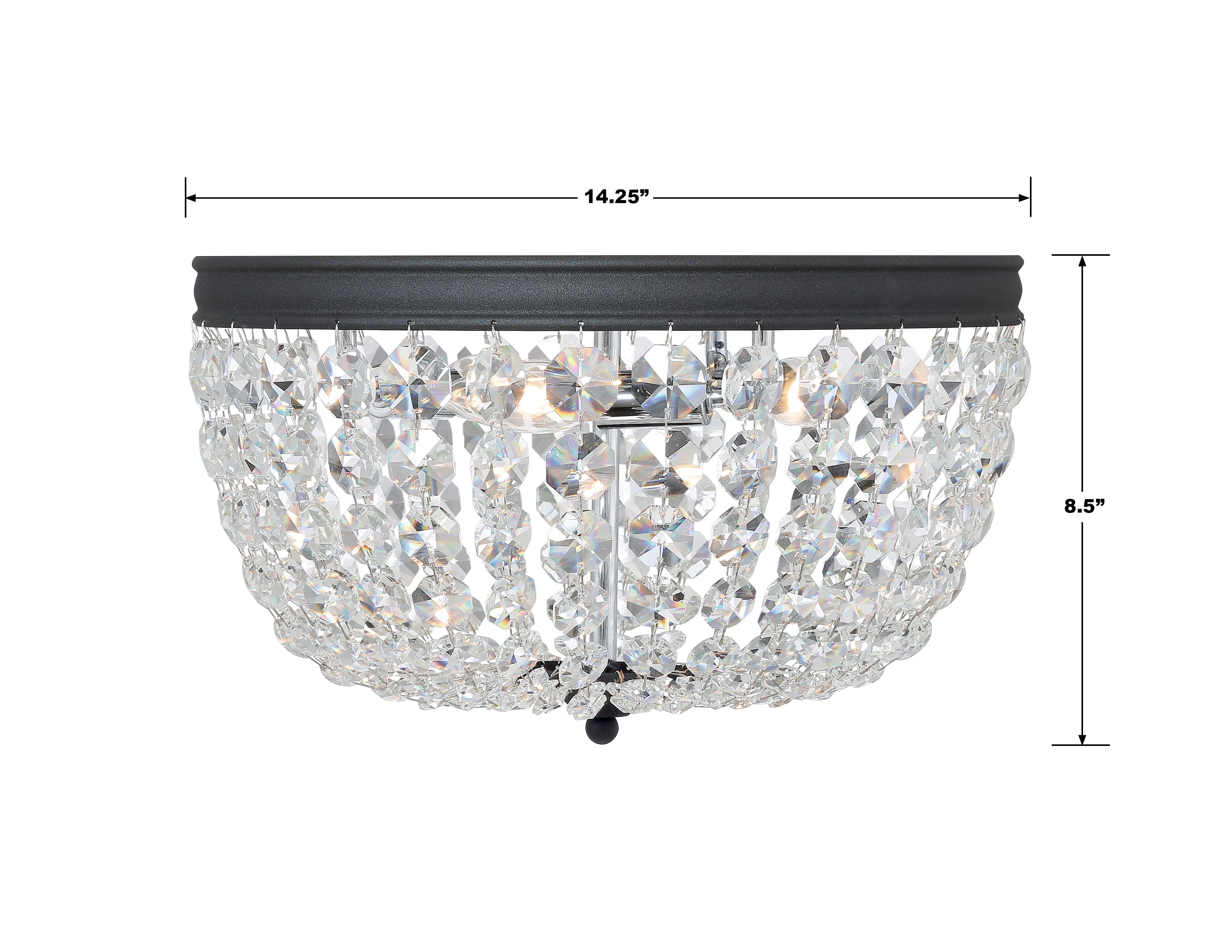 Crystorama Nola NOL-314-BF-CL-MWP – 14.25 Inch – 3 Light – Semi Flush Mount Light – Black Forged – Damp Rated