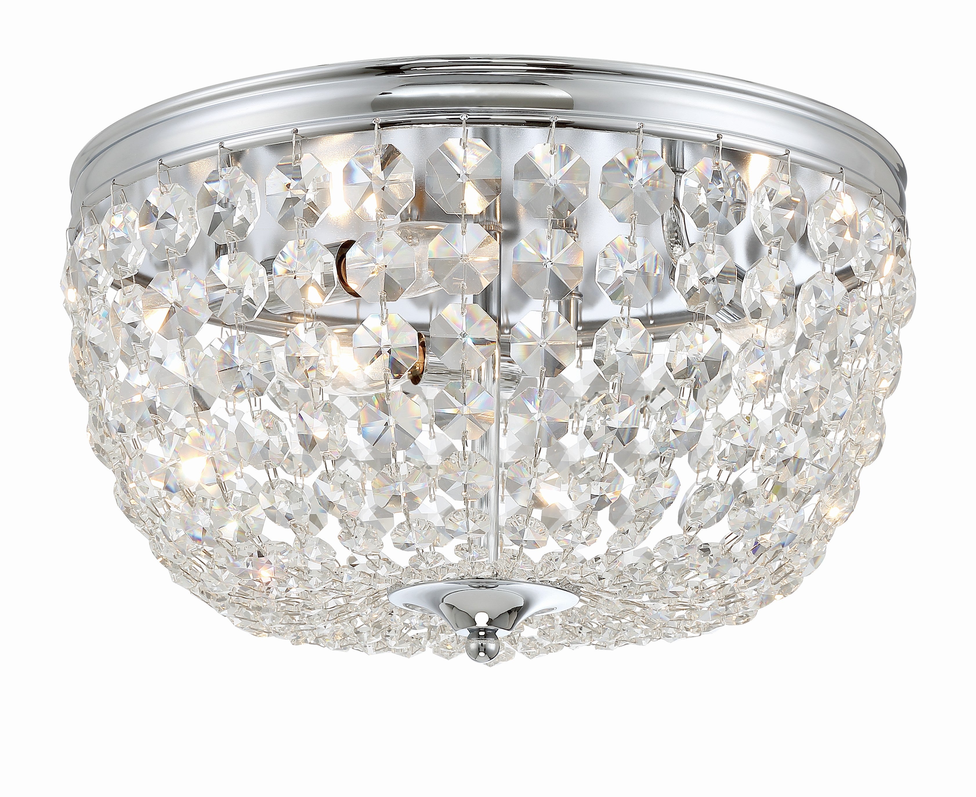 Crystorama Nola NOL-314-CH-CL-MWP – 14.25 Inch – 3 Light – Semi Flush Mount Light – Polished Chrome – Damp Rated