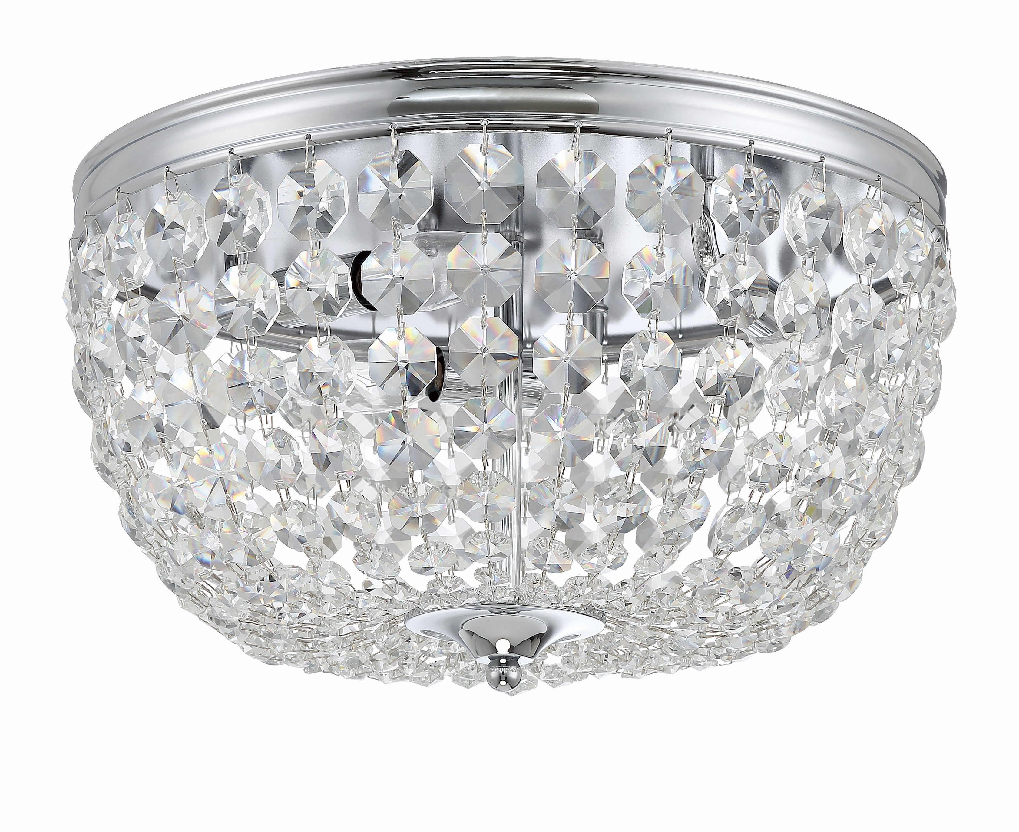 Crystorama Nola NOL-314-CH-CL-MWP – 14.25 Inch – 3 Light – Semi Flush Mount Light – Polished Chrome – Damp Rated