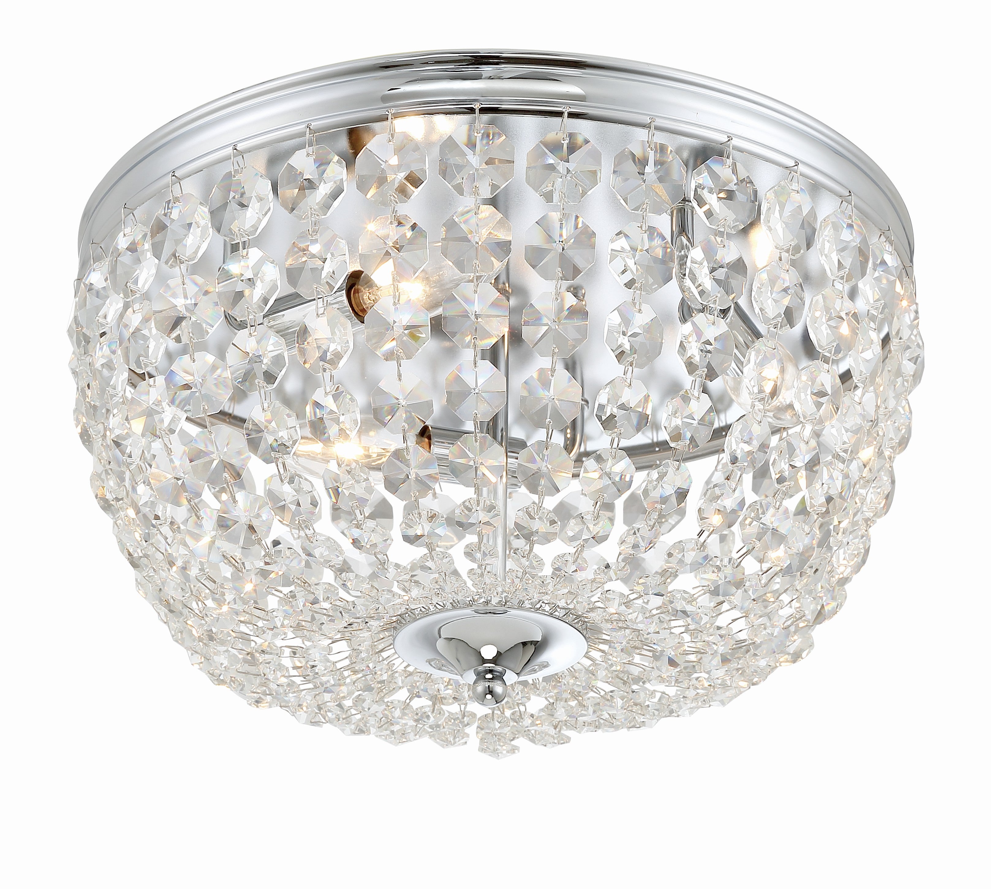 Crystorama Nola NOL-314-CH-CL-MWP – 14.25 Inch – 3 Light – Semi Flush Mount Light – Polished Chrome – Damp Rated