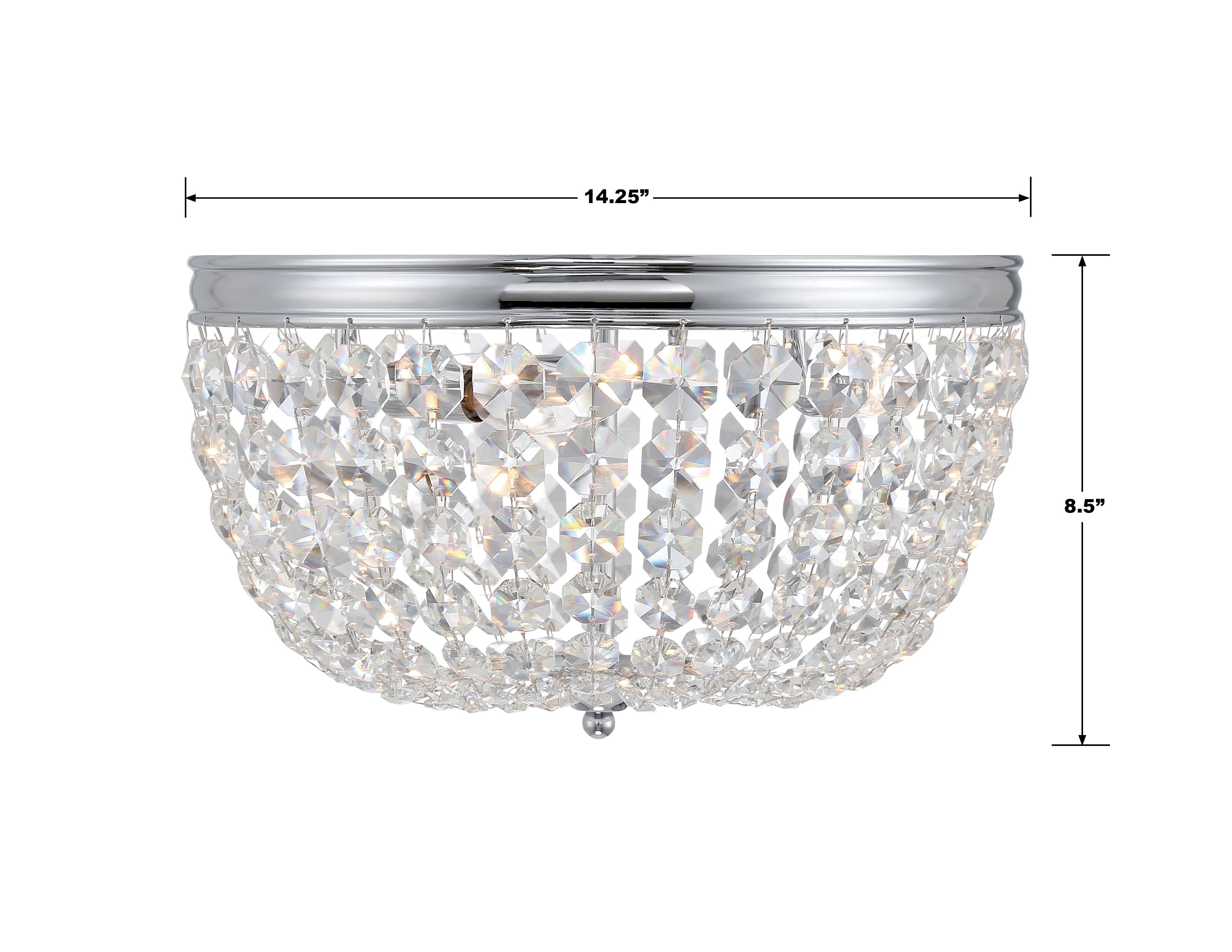 Crystorama Nola NOL-314-CH-CL-MWP – 14.25 Inch – 3 Light – Semi Flush Mount Light – Polished Chrome – Damp Rated