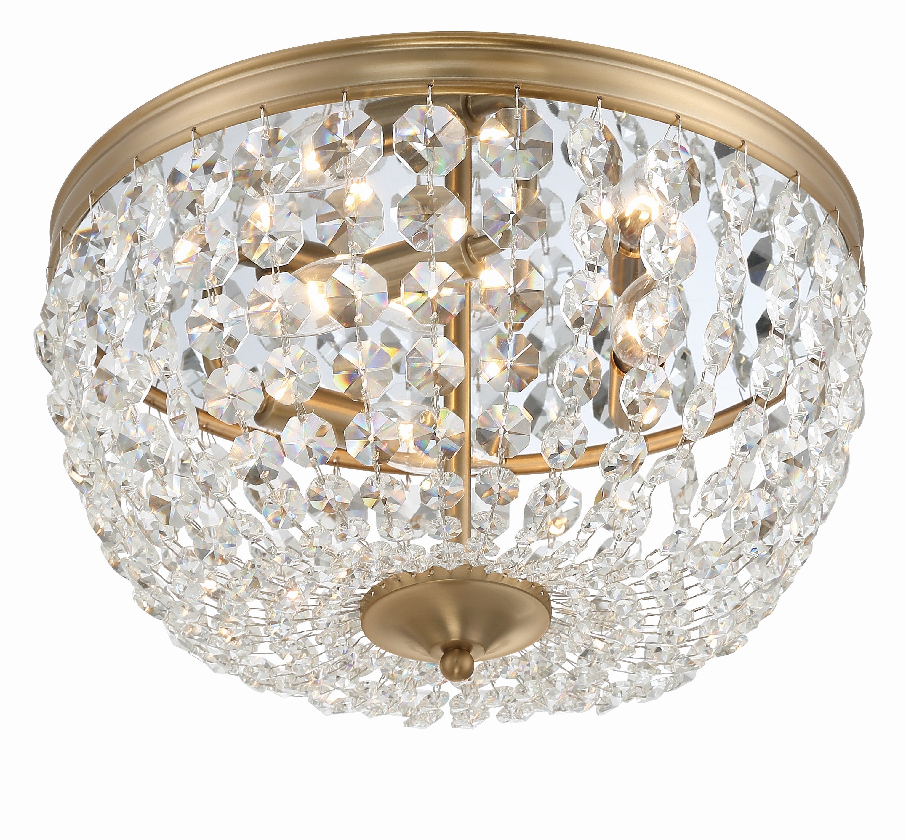 Crystorama Nola NOL-314-VG-CL-MWP – 14.25 Inch – 3 Light – Semi Flush Mount Light – Vibrant Gold – Damp Rated