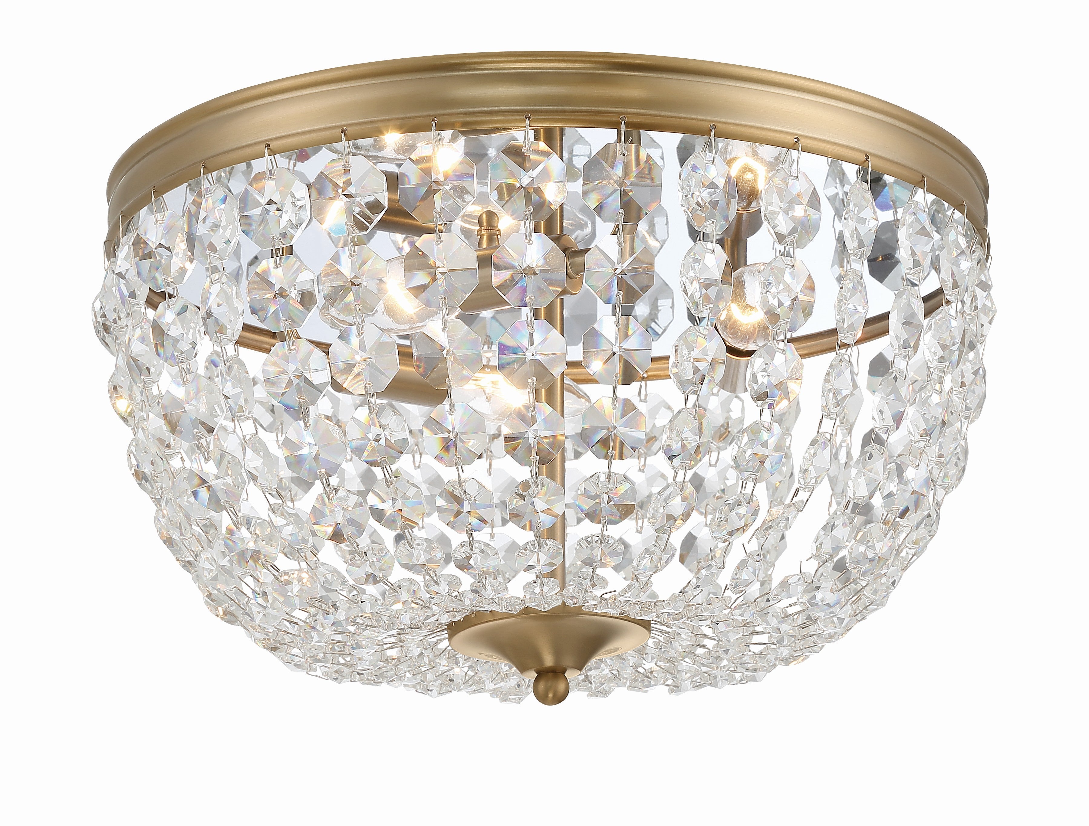 Crystorama Nola NOL-314-VG-CL-MWP – 14.25 Inch – 3 Light – Semi Flush Mount Light – Vibrant Gold – Damp Rated
