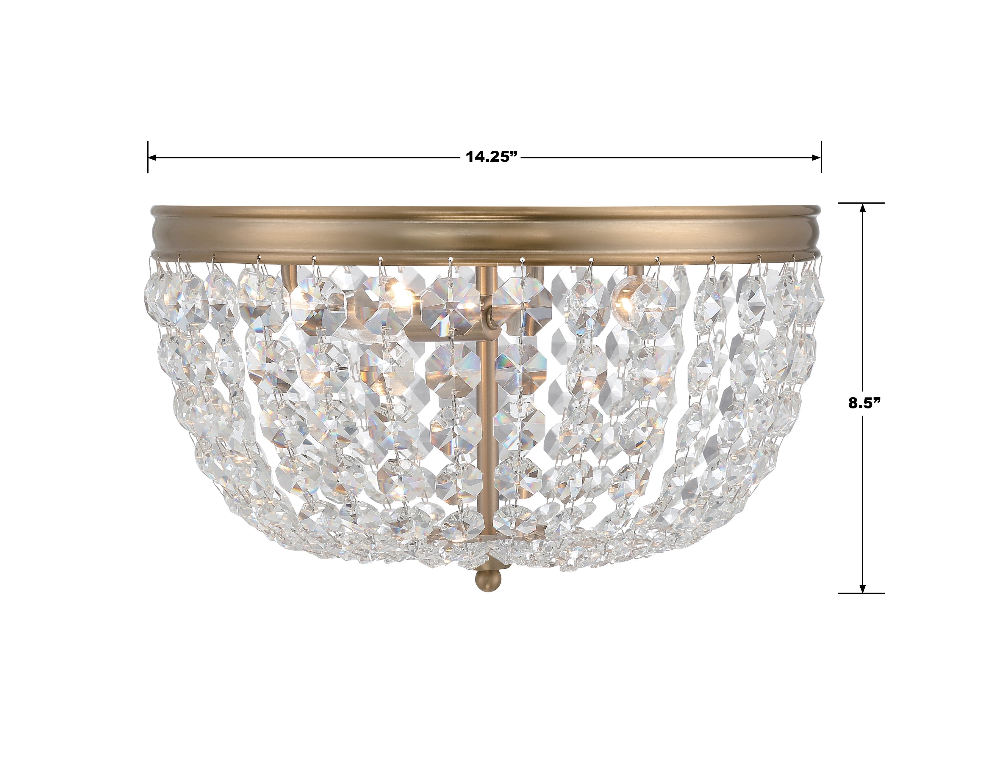 Crystorama Nola NOL-314-VG-CL-MWP – 14.25 Inch – 3 Light – Semi Flush Mount Light – Vibrant Gold – Damp Rated