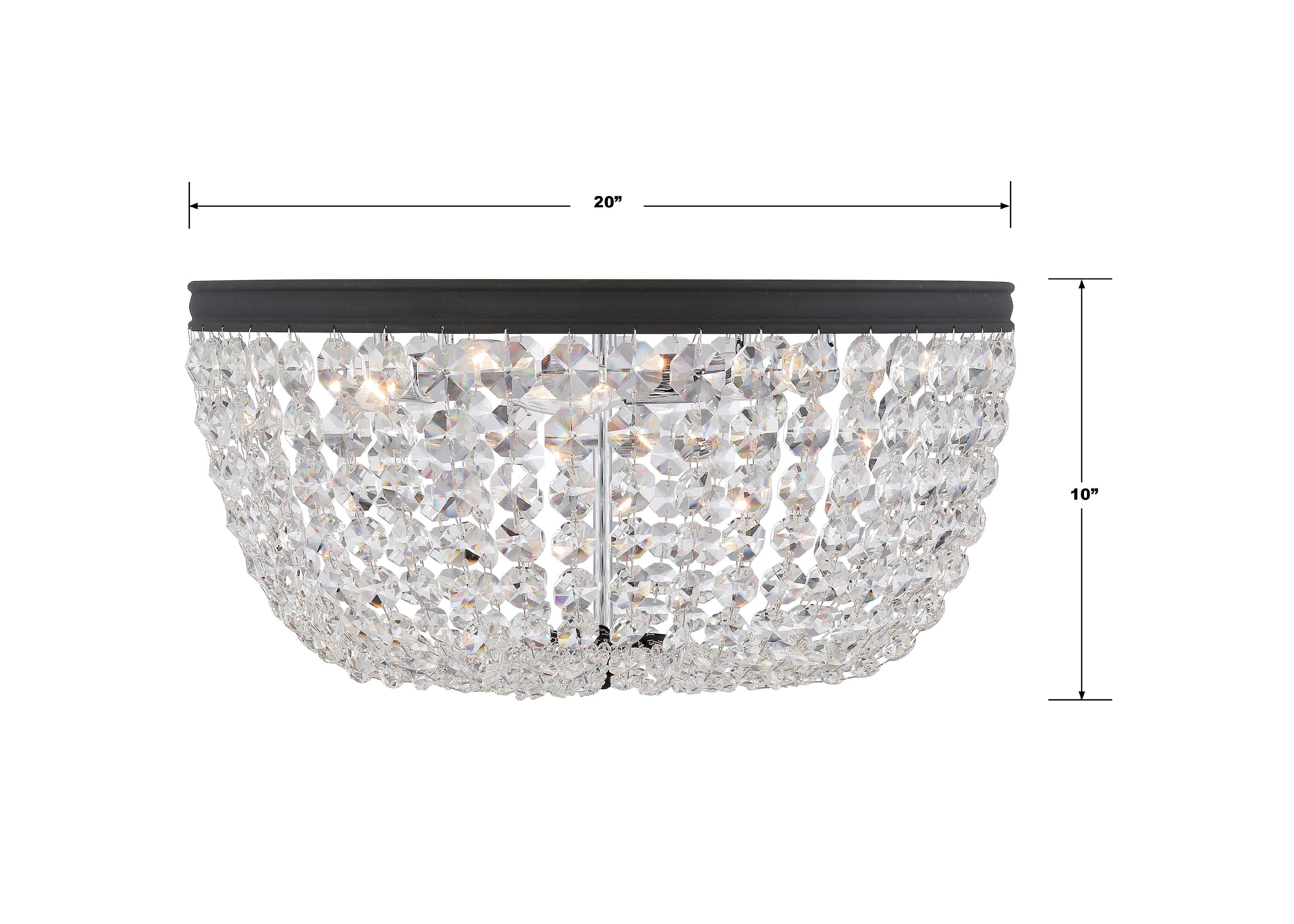 Crystorama Nola NOL-320-BF-CL-MWP – 20 Inch – 5 Light – Semi Flush Mount Light – Black Forged – Damp Rated