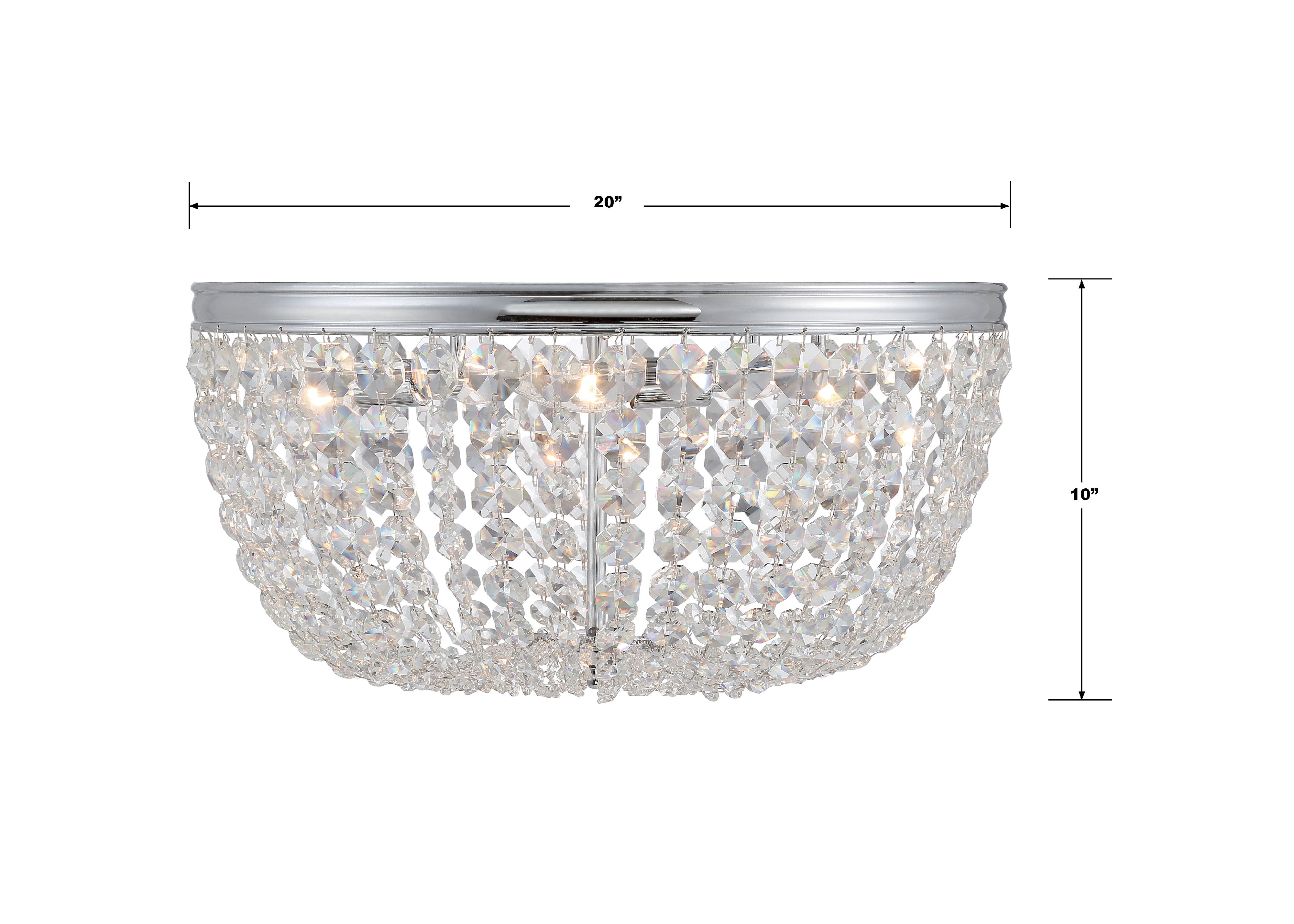 Crystorama Nola NOL-320-CH-CL-MWP – 20 Inch – 5 Light – Semi Flush Mount Light – Polished Chrome – Damp Rated