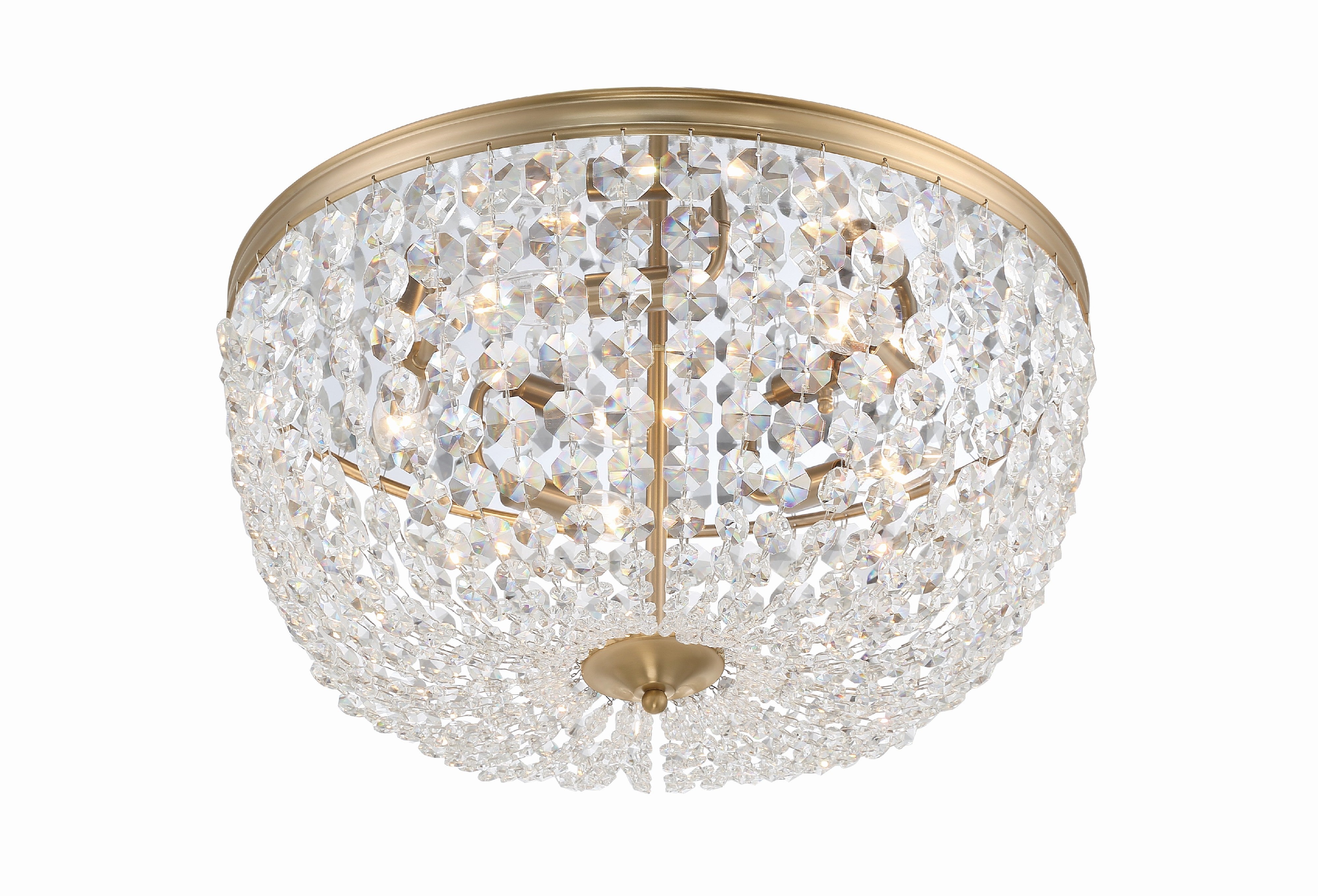 Crystorama Nola NOL-320-VG-CL-MWP – 20 Inch – 5 Light – Semi Flush Mount Light – Vibrant Gold – Damp Rated