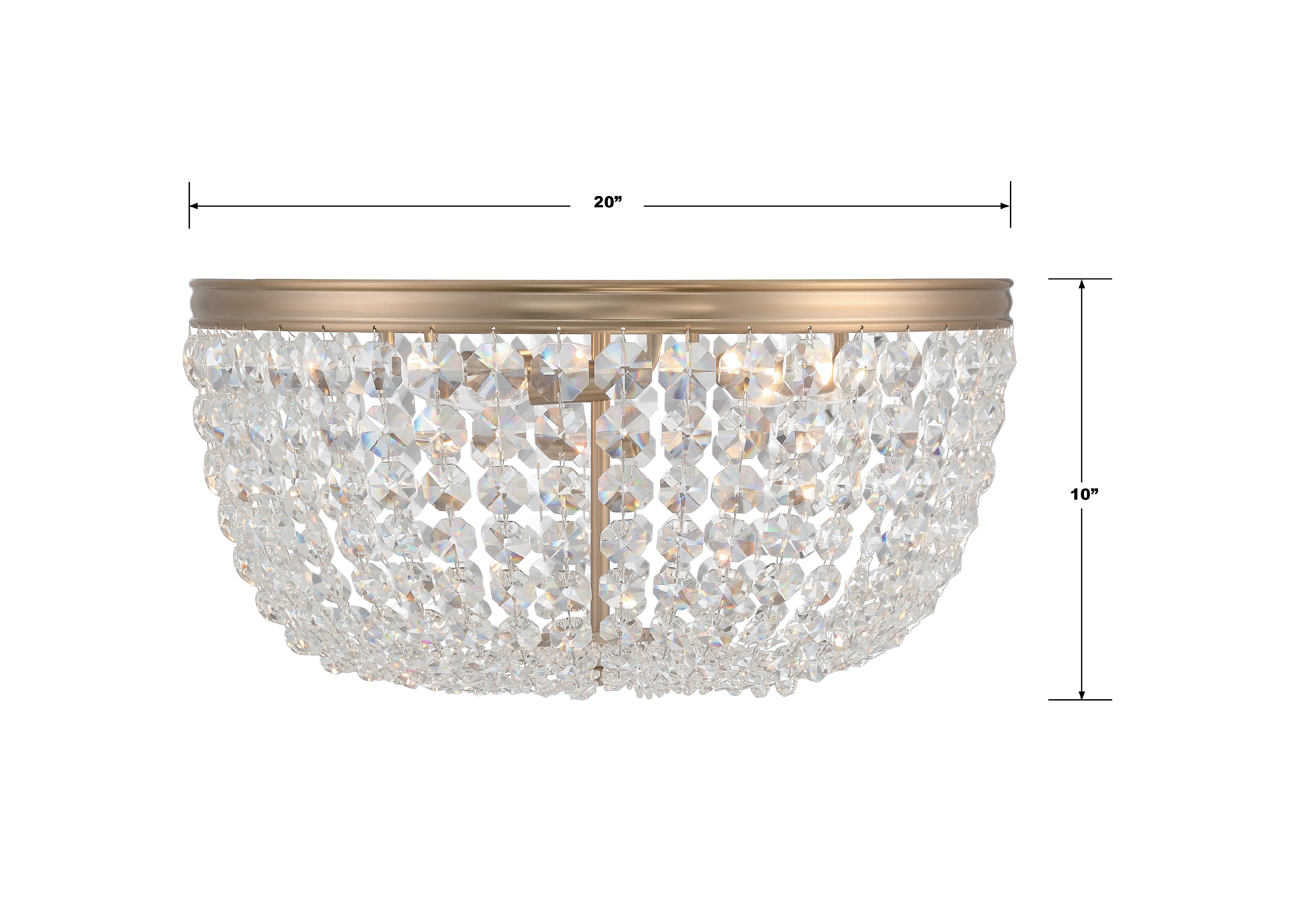 Crystorama Nola NOL-320-VG-CL-MWP – 20 Inch – 5 Light – Semi Flush Mount Light – Vibrant Gold – Damp Rated