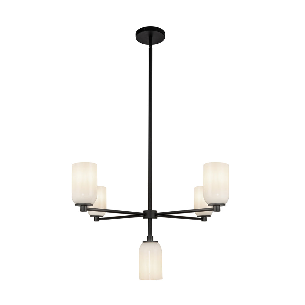 Kuzco Lighting CH57731-BK/GO Nola 31-in Chandelier, 5 Lights, Black/Glossy Opal Glass