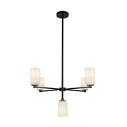 Kuzco Lighting CH57731-BK/GO Nola 31-in Chandelier, 5 Lights, Black/Glossy Opal Glass