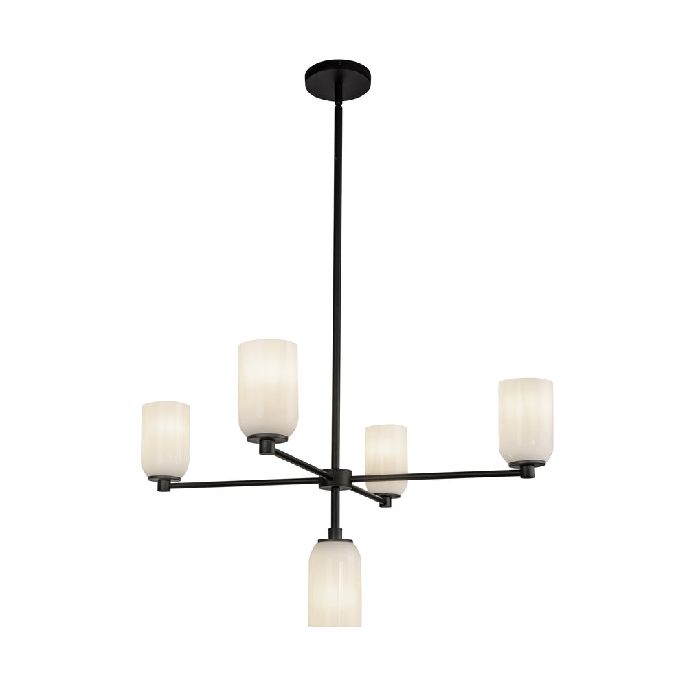 Kuzco Lighting CH57731-BK/GO Nola 31-in Chandelier, 5 Lights, Black/Glossy Opal Glass