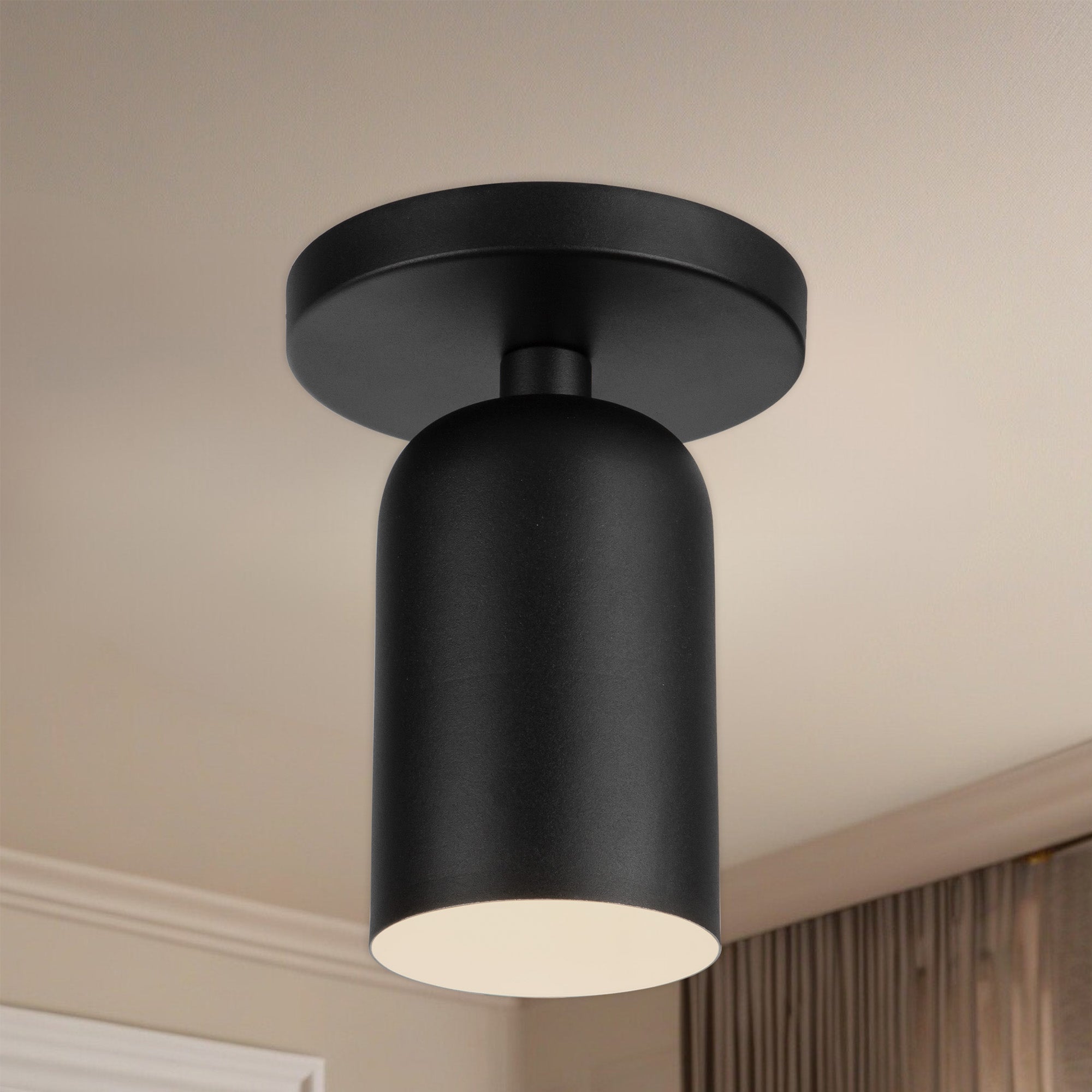 Nola 4-in Black 1 Light Semi-Flush