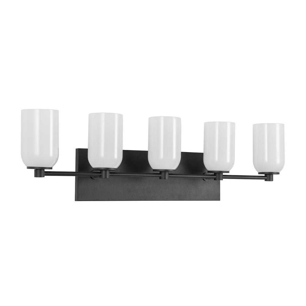 Kuzco Lighting VL57732-BK/GO Nola 32-in Vanity Light Fixture, 5 Lights, Black/Glossy Opal Glass