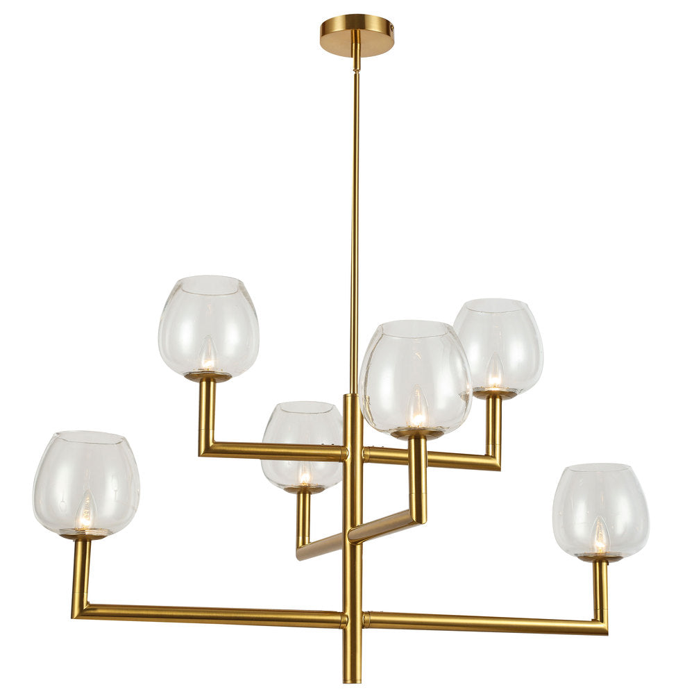 Dainolite NORA NOR-326C-AGB-CLR Chandelier Contemporary - Aged Brass