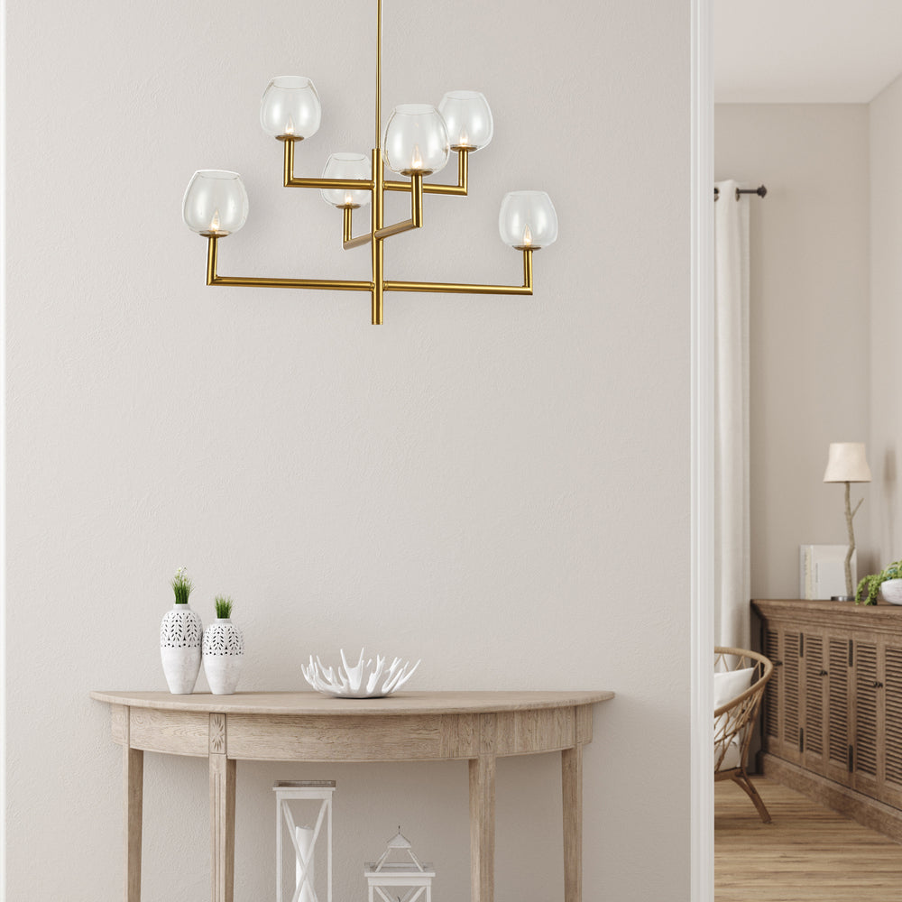 Dainolite NORA NOR-326C-AGB-CLR Chandelier Contemporary - Aged Brass