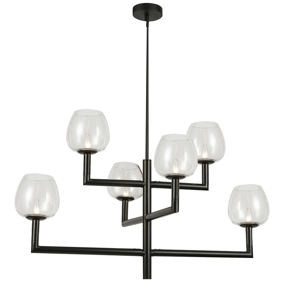 Dainolite NORA NOR-326C-MB-CLR Chandelier Contemporary - Matte Black