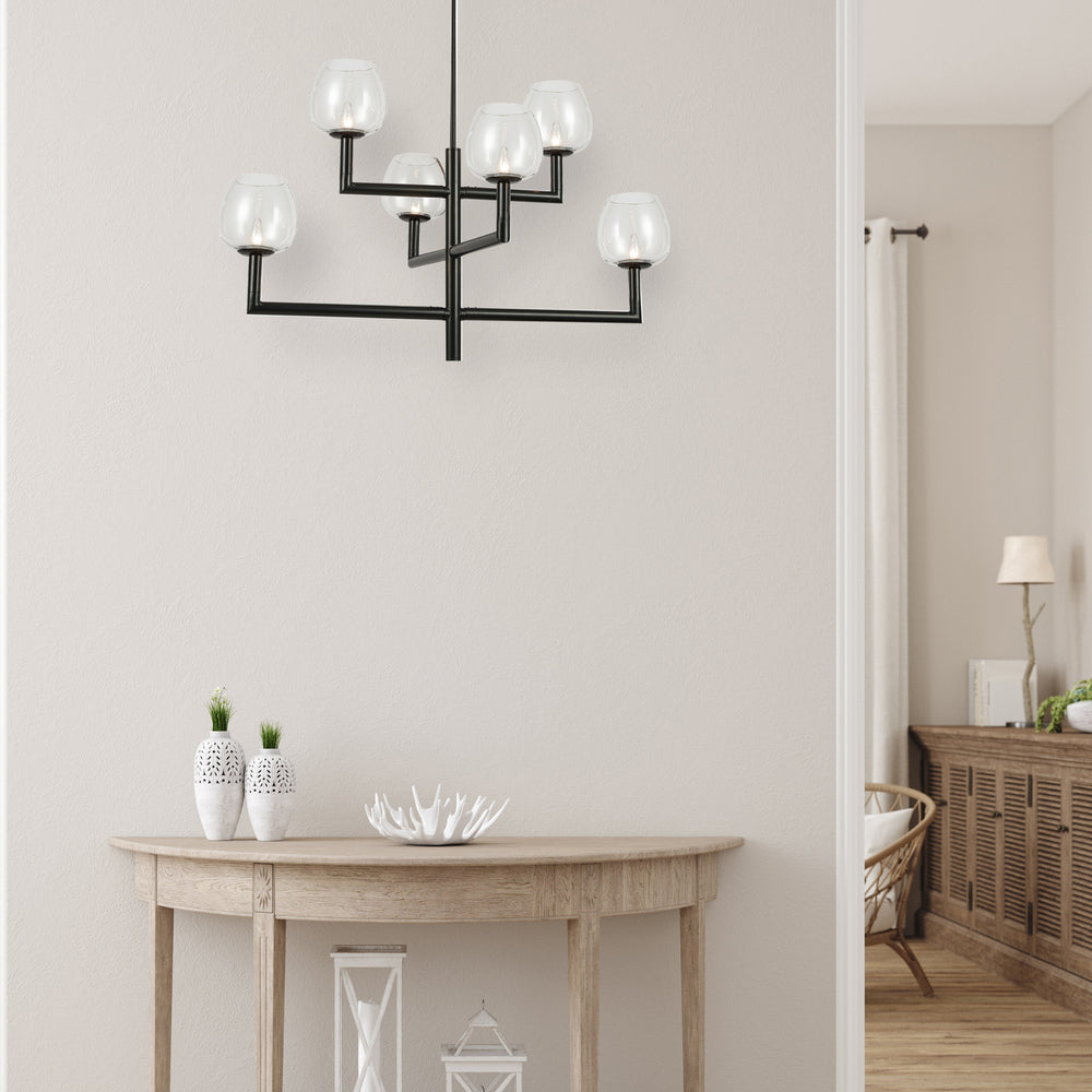 Dainolite NORA NOR-326C-MB-CLR Chandelier Contemporary - Matte Black