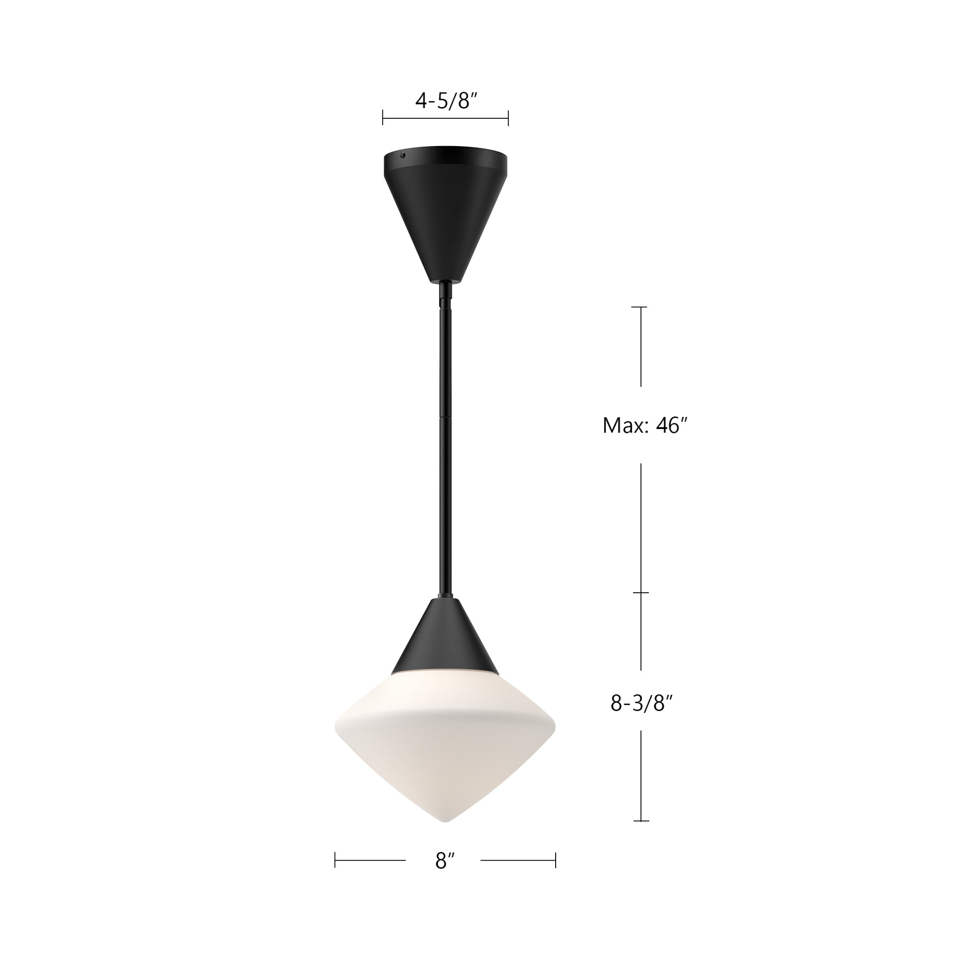 Nora 8-in Matte Black/Opal Matte Glass 1 Light Pendant