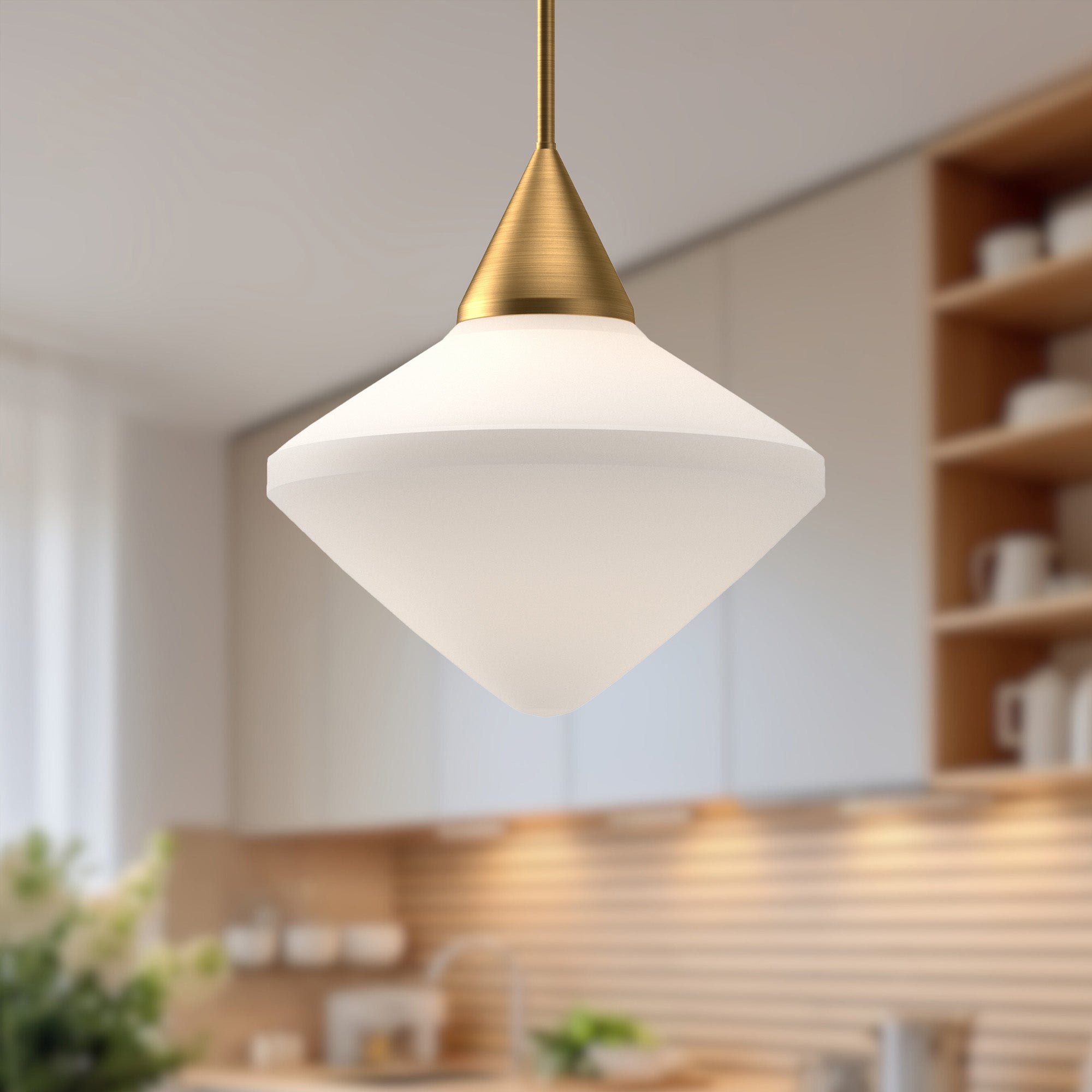 Nora 14-in Aged Gold/Opal Matte Glass 1 Light Pendant