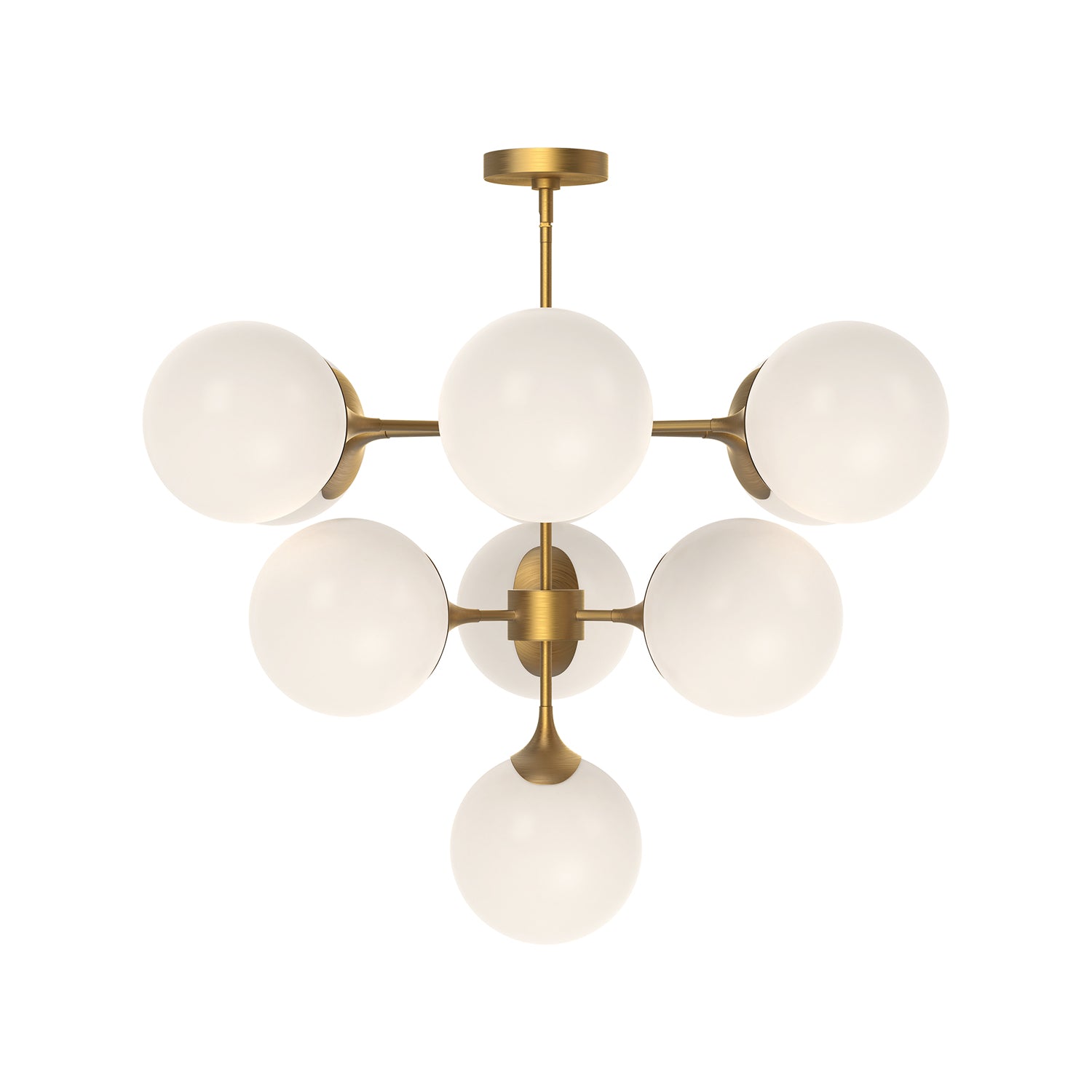 Nouveau 35-in Aged Gold/Opal Matte Glass 10 Lights Chandeliers