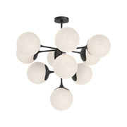Nouveau 35-in Matte Black/Opal Matte Glass 10 Lights Chandeliers