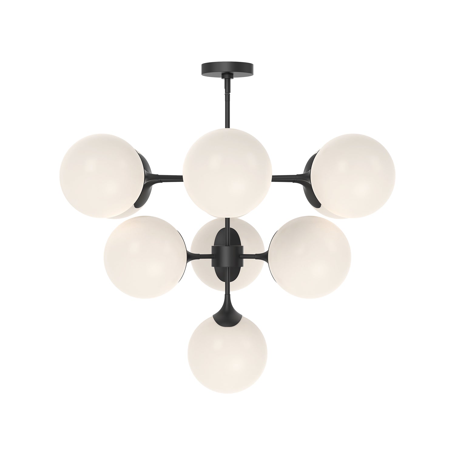 Nouveau 35-in Matte Black/Opal Matte Glass 10 Lights Chandeliers