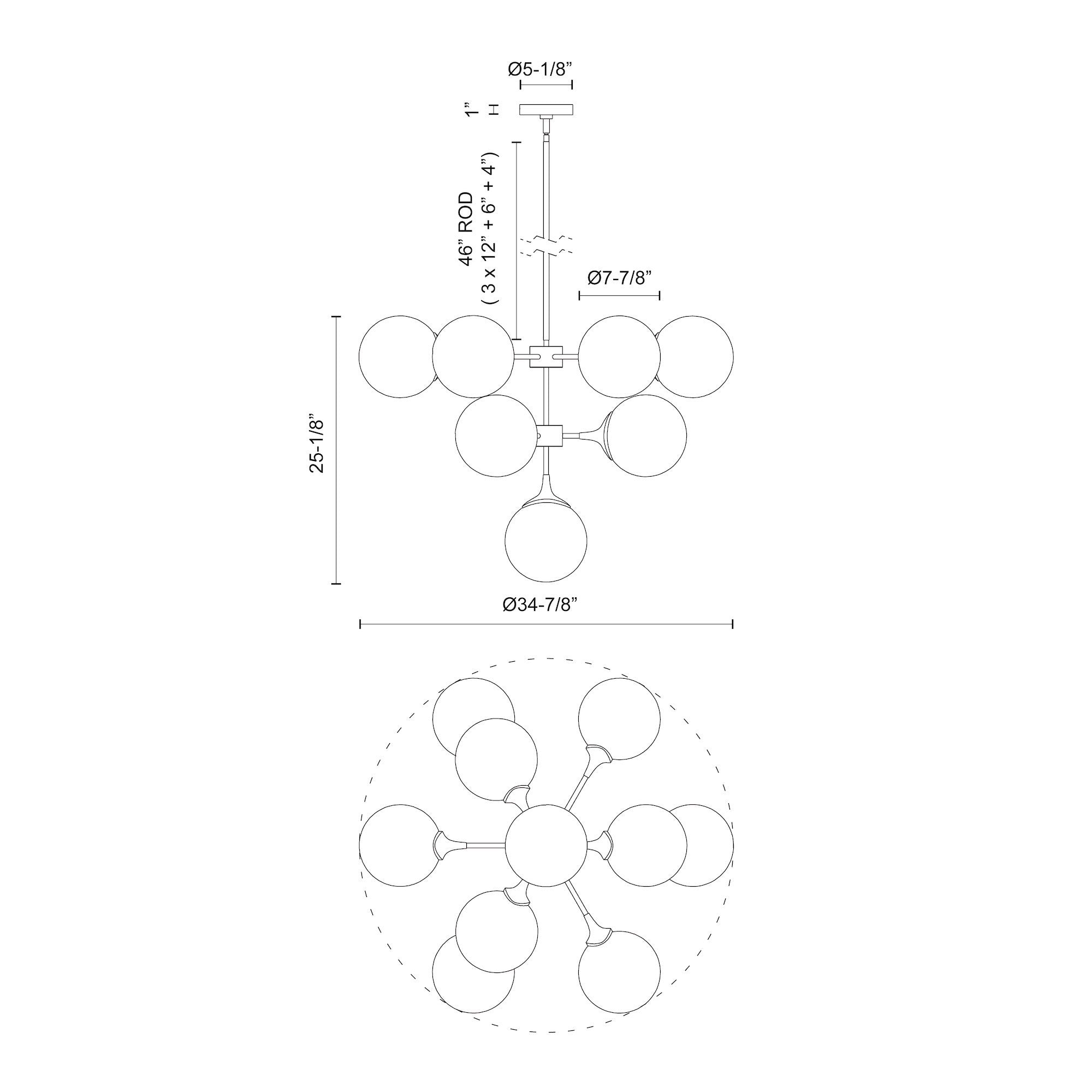 Nouveau 35-in Matte Black/Opal Matte Glass 10 Lights Chandeliers