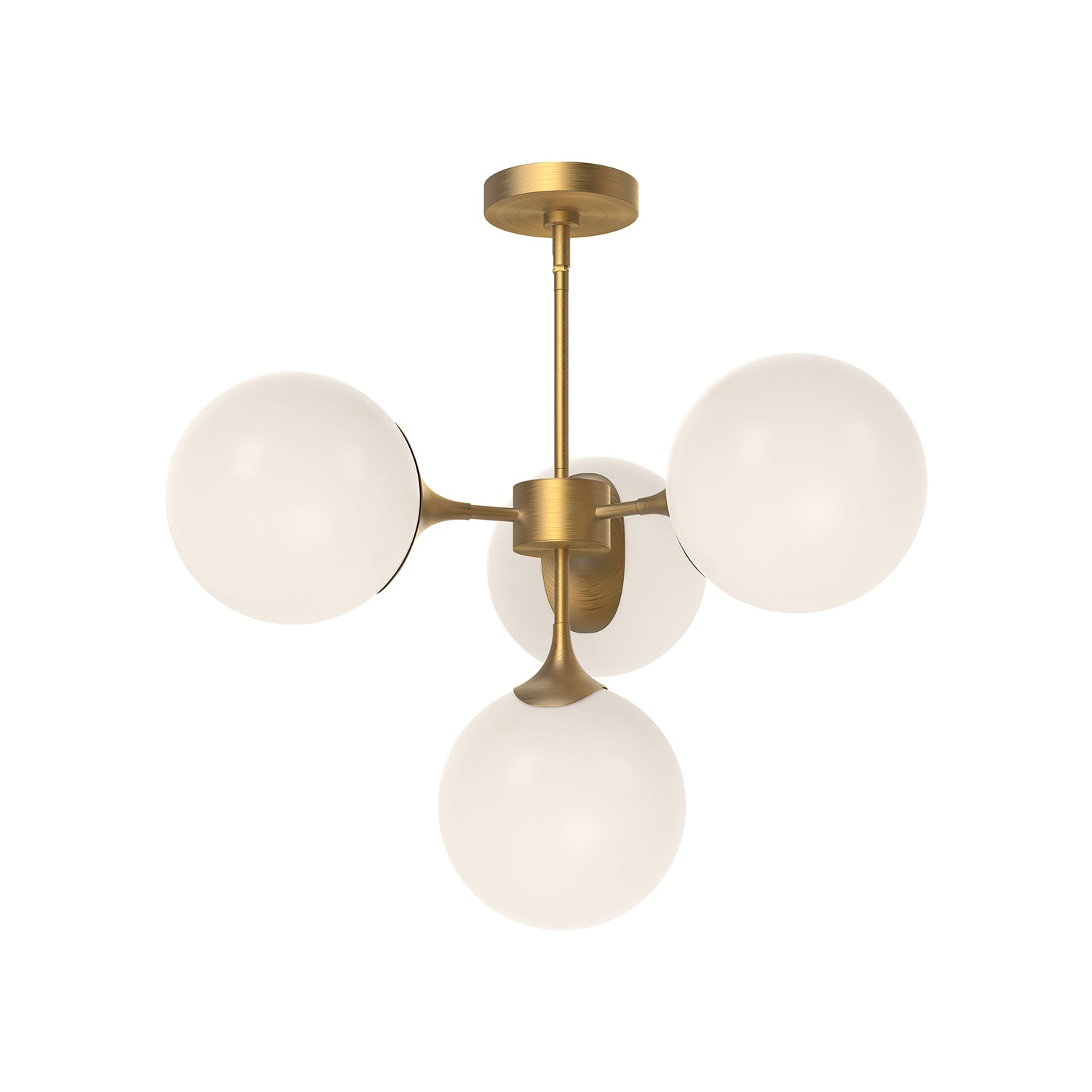 Nouveau 26-in Aged Gold/Opal Matte Glass 4 Lights Chandeliers