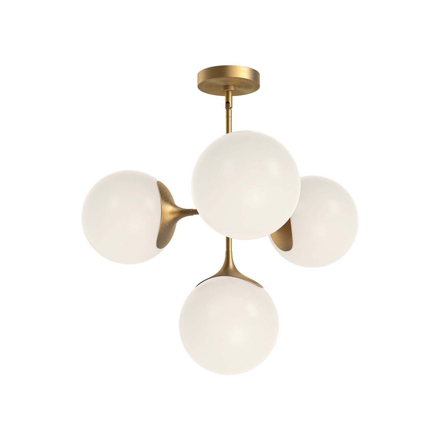 Nouveau 26-in Aged Gold/Opal Matte Glass 4 Lights Chandeliers